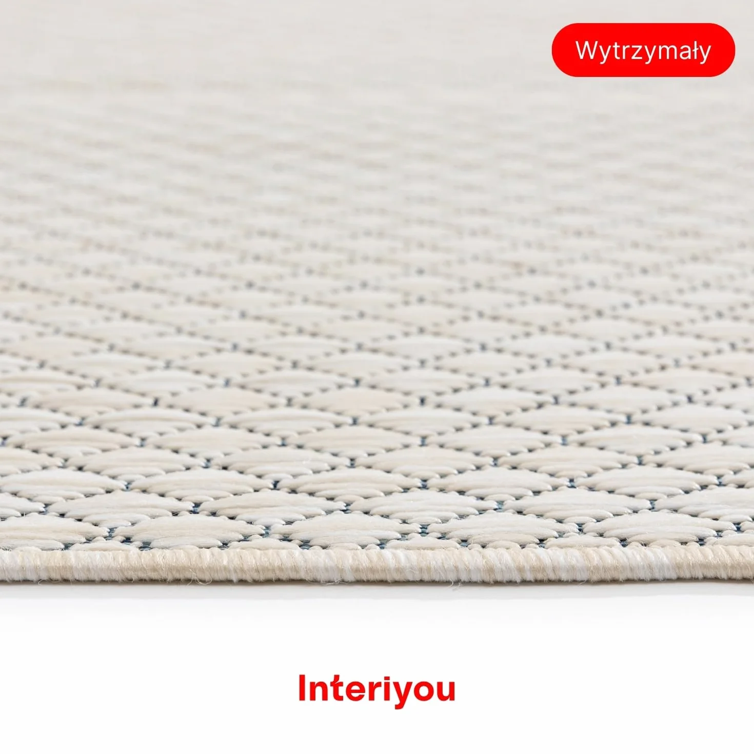 Interiyou dywan zewnętrzny Lome - 140x200 cm Biały - Geometryczny wzór, odporny na warunki atmosferyczne, balkon, taras, ogród, kuchnia, odporny na promieniowanie UV, płaski splot