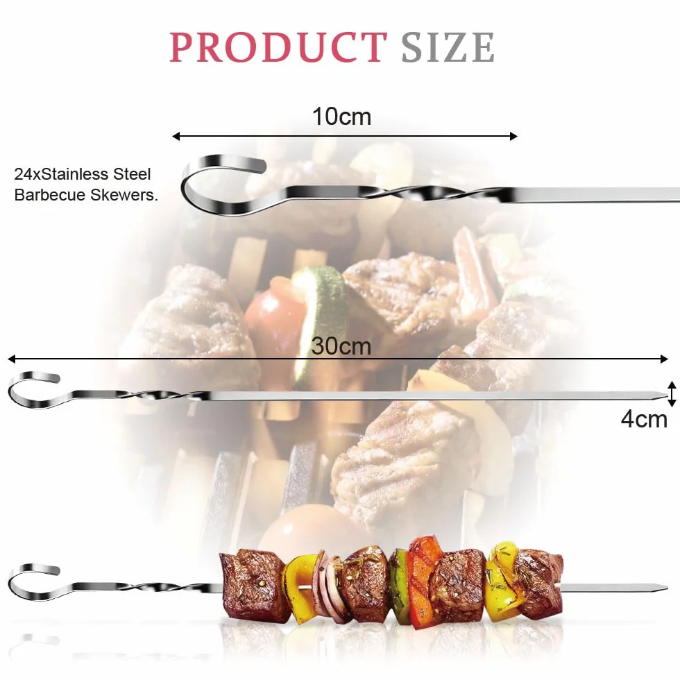 OFFCUP Szaszłyki do kebabów ze stali nierdzewnej 30 cm, 24 szt.