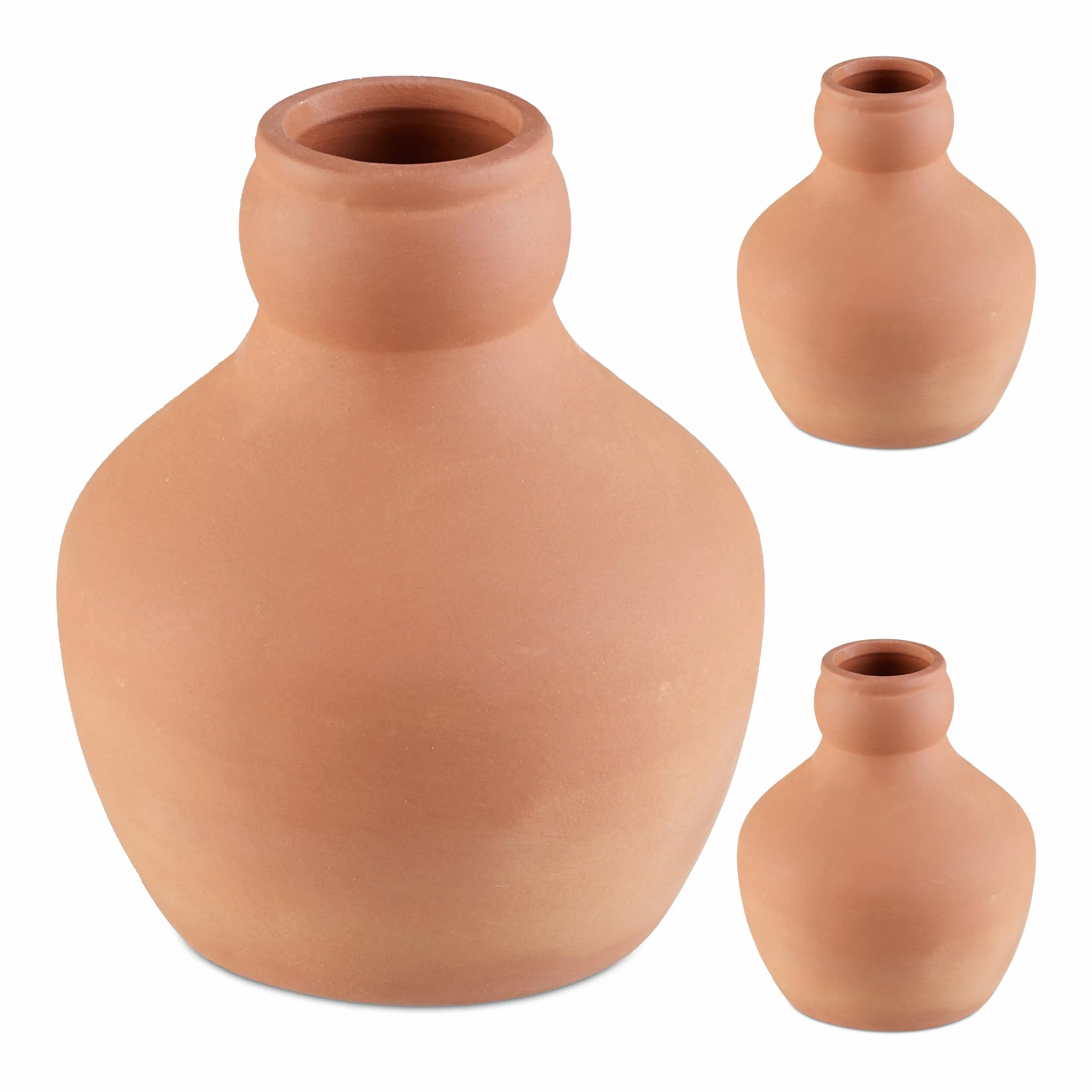 Relaxdays Ollas, zestaw 3 szt., 550 ml, gliniany kolc do nawadniania korzeni, do łóżek i szklarni, palików roślin, terakoty, ceramiki