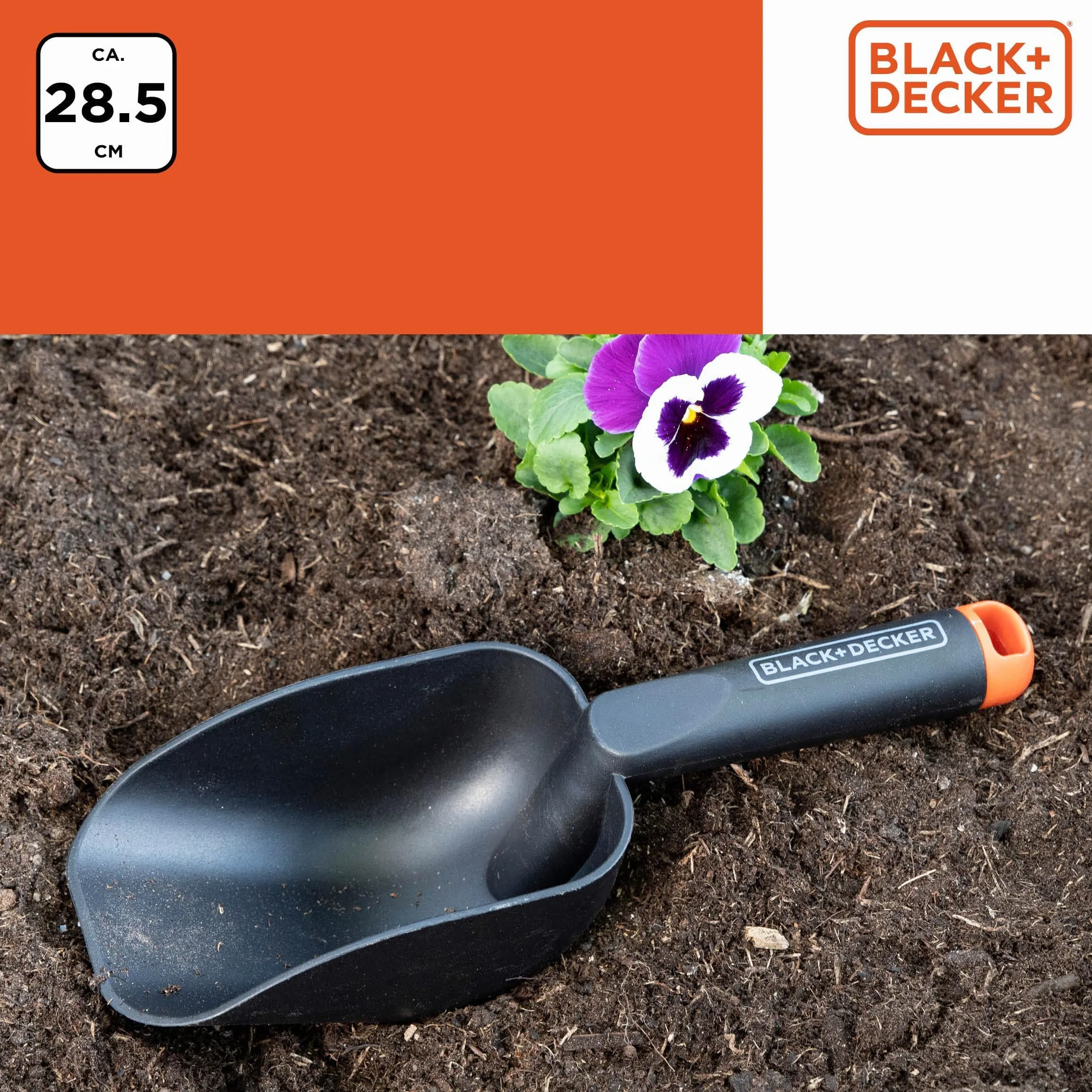 BLACK+DECKER Łopata ogrodowa - wersja okrągła - głębokie dno - 28,5 cm - czarna