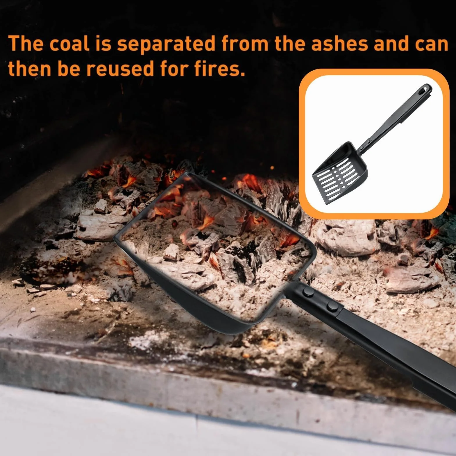 Metal Fireplace Ash Shovel, Hollow Out Wood Stove Ash Sifter, Iron Coal Shovel, Fire Pit Tools, Fireplace Ash Remover, Outdoor BBQ Grill Tools, Iron Ash Shovel, Ash Sifter Shovel