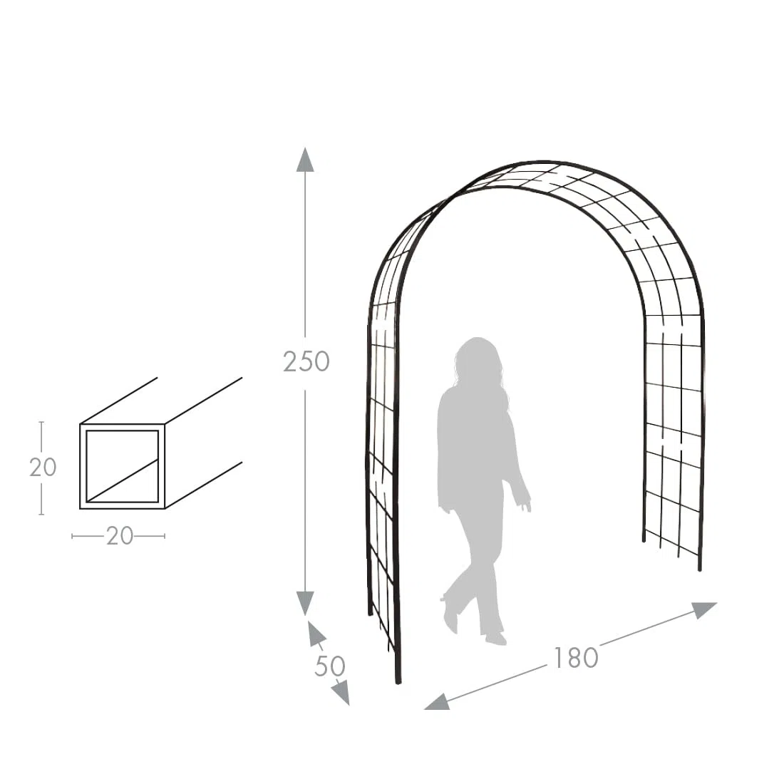 Louis Moulin Pergola, Czarny, 180 x 50 x 250 cm
