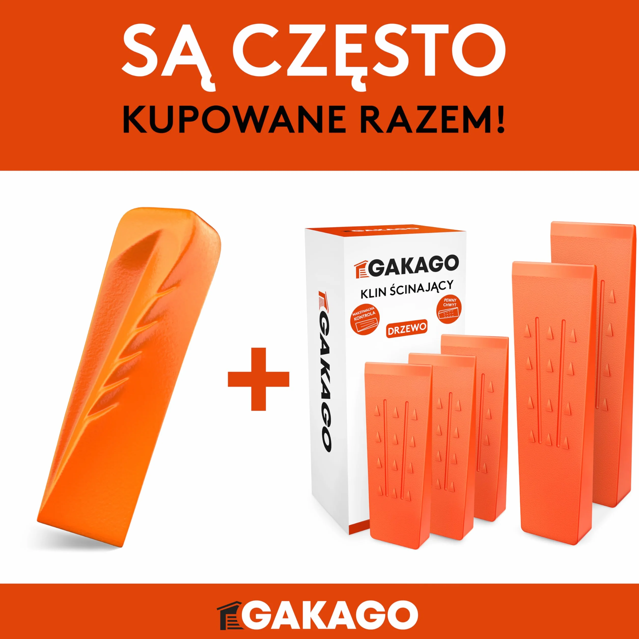 Gakago Klin rozłupujący do drewna - Mocny obrotowy klin rozłupujący z silnym działaniem rozłupującym - Kuty klin rozłupujący wykonany z litej stali w kolorze sygnalizacyjnym