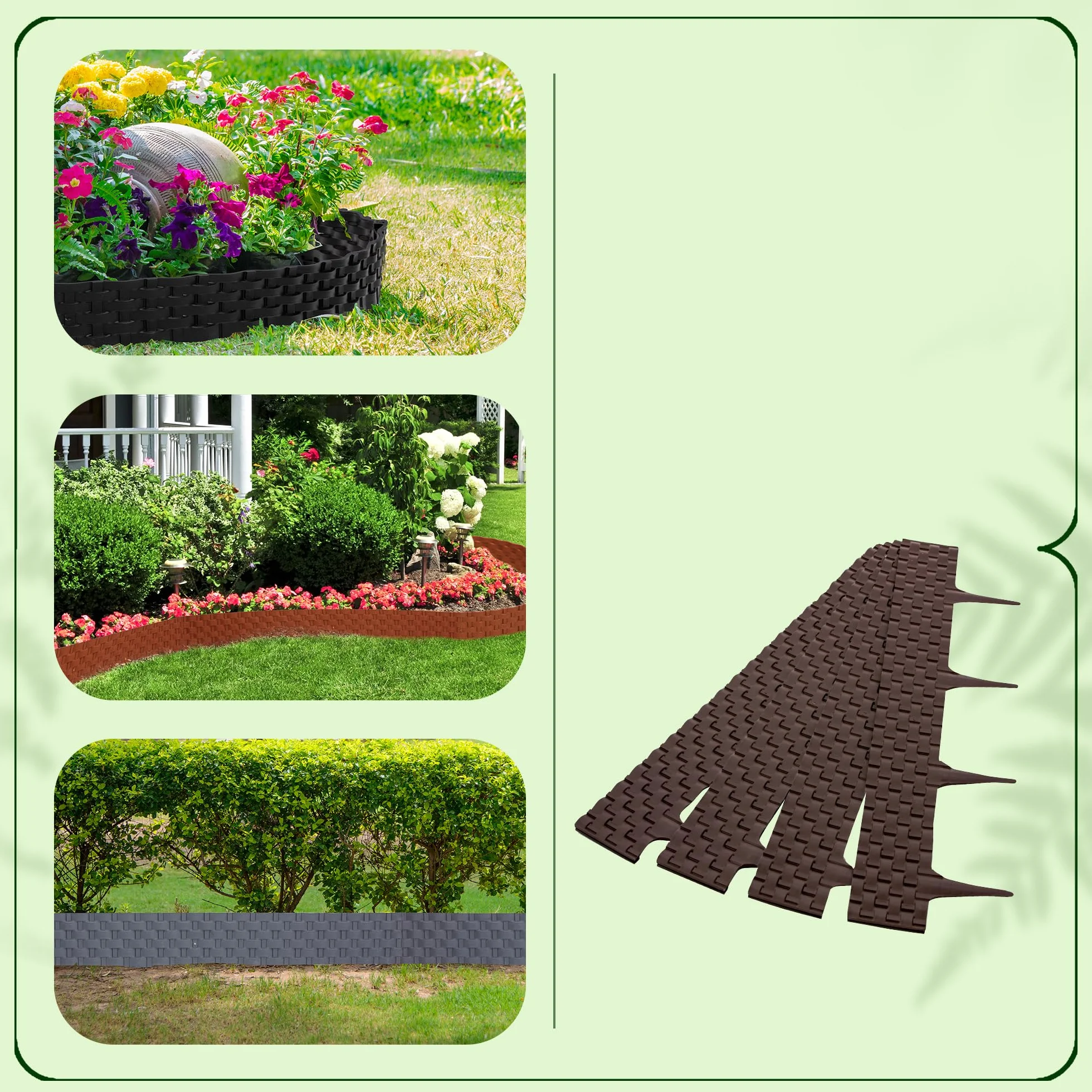 GARDENIX 3.2 m rattan łóżko granicy granicy trawnik krawędź ogród palisada łóżko ogrodzenie (brązowy)