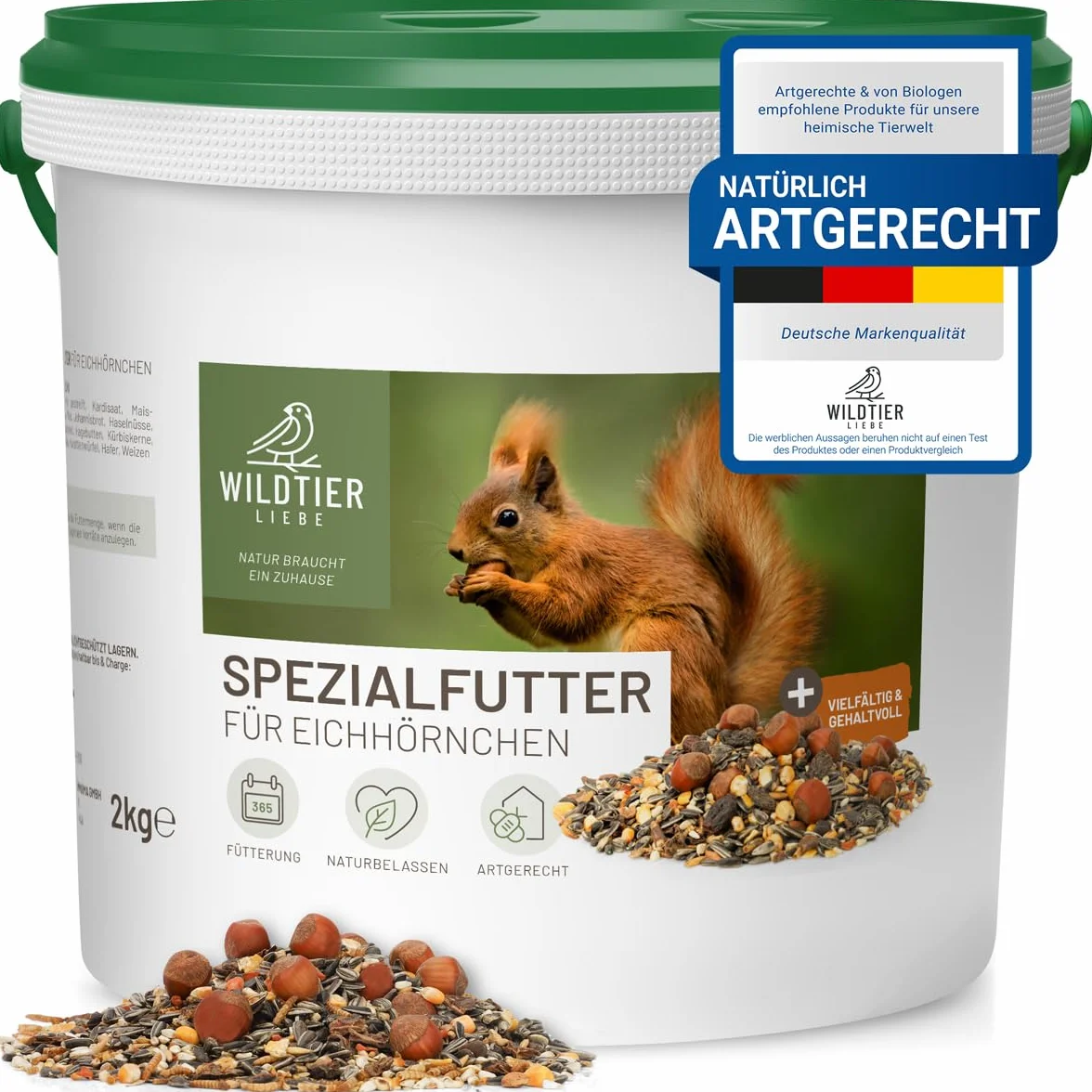 wildtier liebe Odpowiednia karma dla wiewiórek 2 kg dla wiewiórek i wiewiórek pasmowych I karma całoroczna wraz z ekstra deserem wiewiórki 50 g I karma wiewiórki, wiewiórki