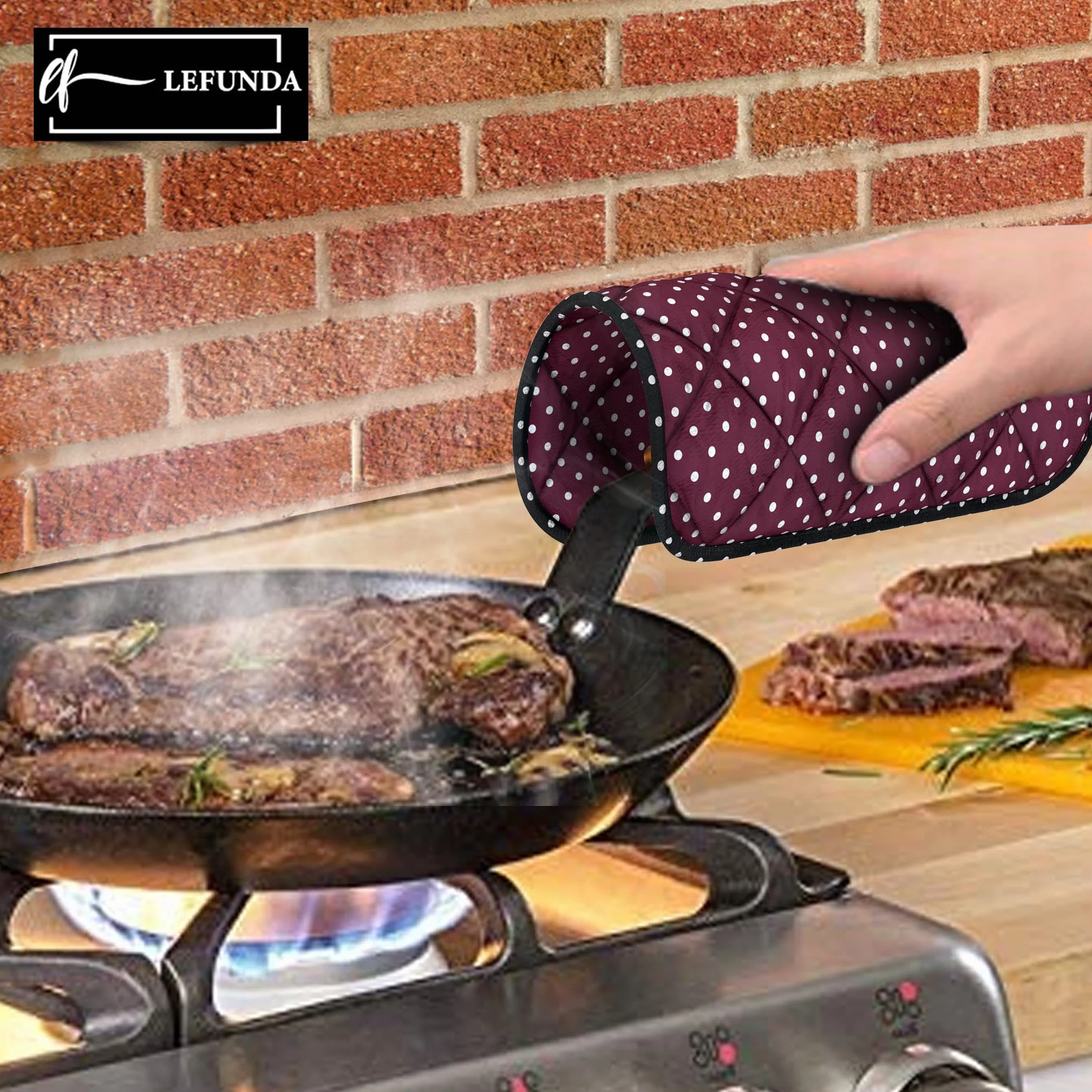 LEFUNDA® Rękawice kuchenne, zestaw 4 szt., odporne na wysokie temperatury, rękawice do garnków, bawełna, rękawice do grilla, do piekarnika, gotowania, grillowania, gotowania, pieczenia, pieczenia