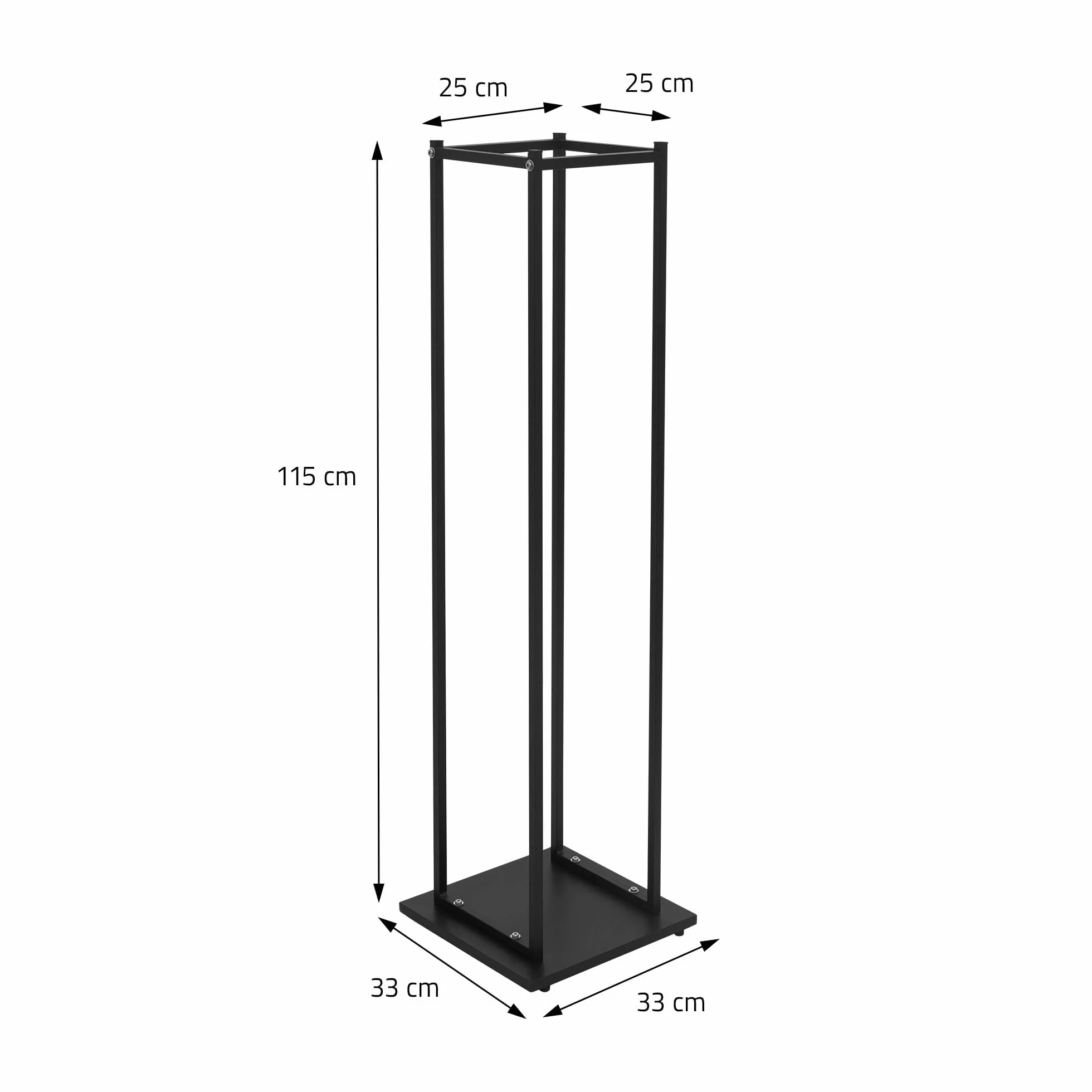 ML-Design Regał na drewno kominkowe, 33 x 115 x 33 cm, prostokątny, czarny, metalowy, do wewnątrz/na zewnątrz, do przechowywania drewna opałowego z powlekanej stali, stojak na drewno kominkowe, regał