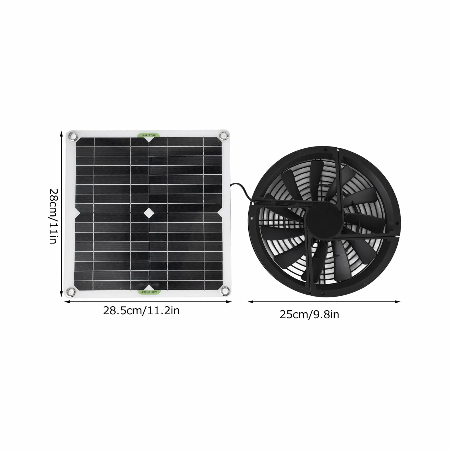 Wentylator słoneczny 100W Wodoodporny Okrągły Wentylator Wyciągowy do Szklarni