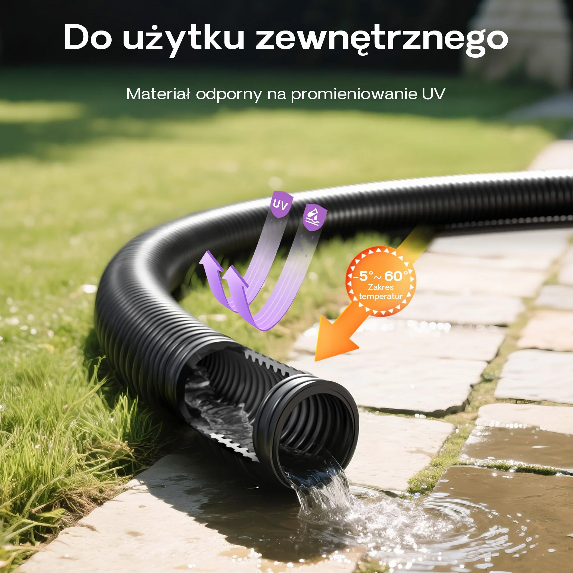 Wiltec Wąż spiralny 5 m 25 mm (1") do wody pompy filtra nawadniania