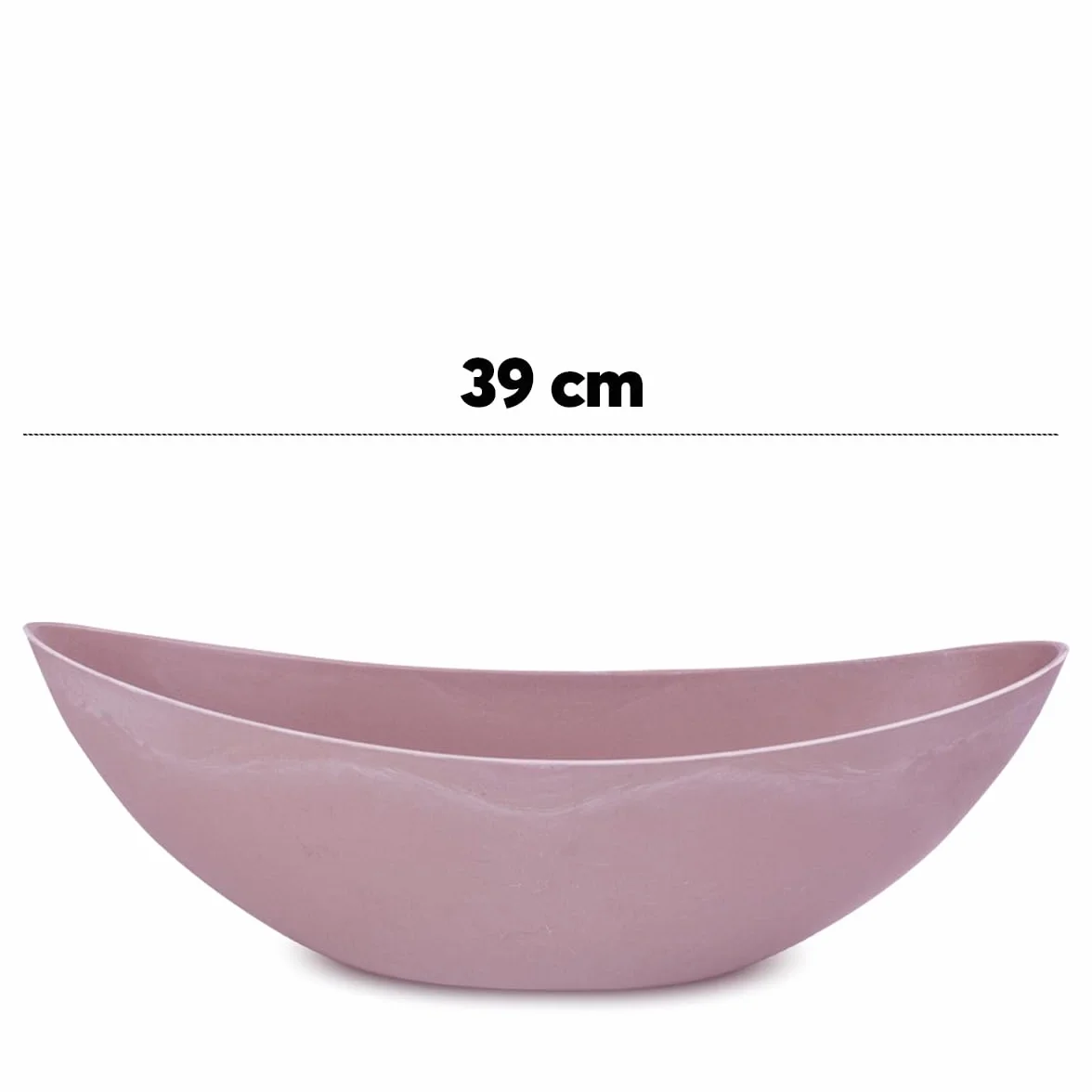 Owalna donica na rośliny do użytku na zewnątrz – duża dekoracyjna miska w kolorze starego różu, marmurkowa doniczka na kwiaty, doniczka na rośliny, 39 cm, do ogrodu, na balkon lub cmentarz, jako