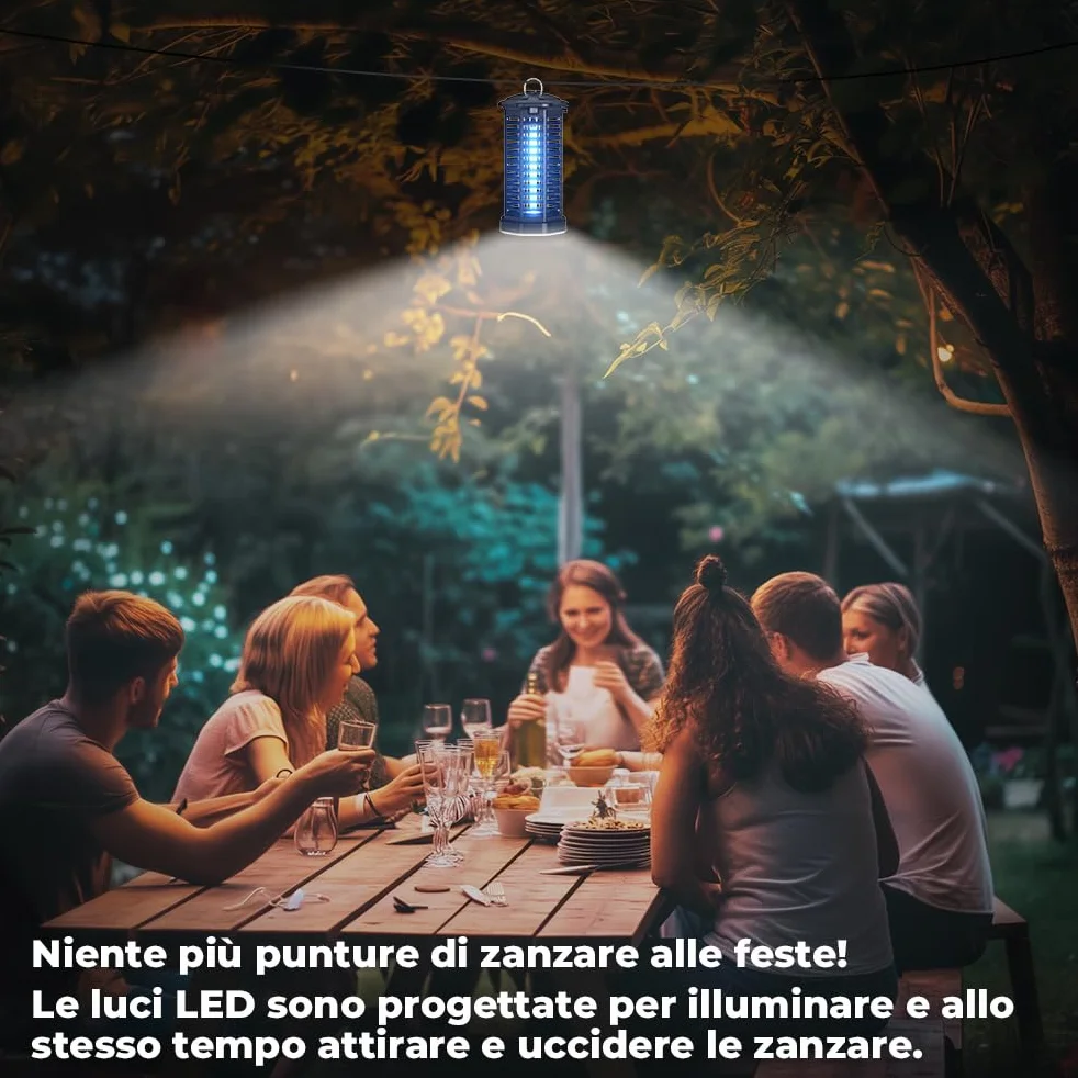 YISSVIC Elektryczna lampa przeciw komarom 4200 V UV wodoodporna elektryczna moskitiera IPX4, ochrona przed komarami do ogrodu, wewnątrz i na zewnątrz ze szczotką do czyszczenia