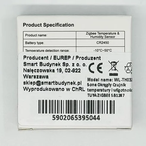 Inteligentny mini czujnik temperatury i wilgotności ZigBee Tuya Smart Life