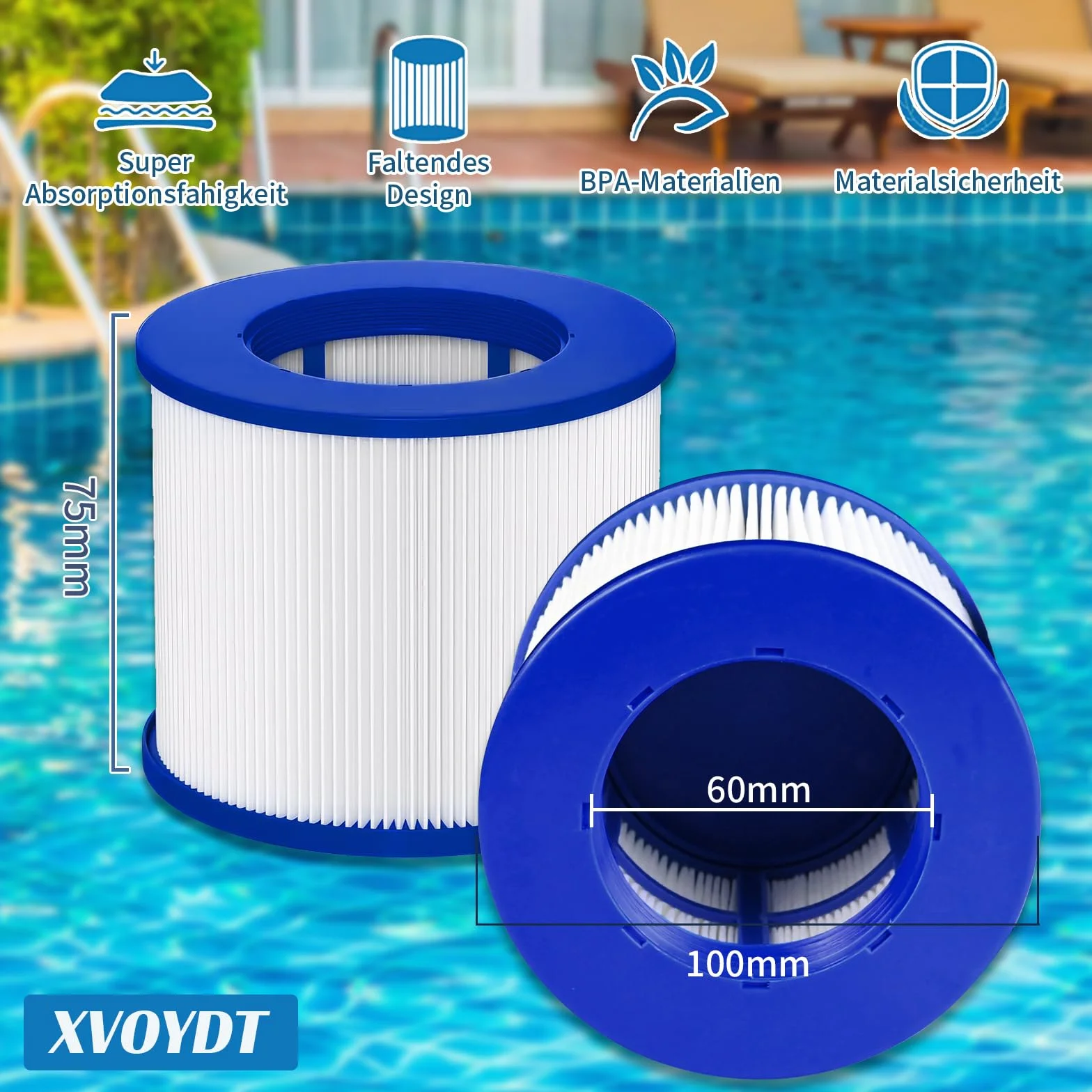 Clever Spa wkład z gwintem śrubowym 75 x 100 mm, wysokość 75 mm, 12 sztuk