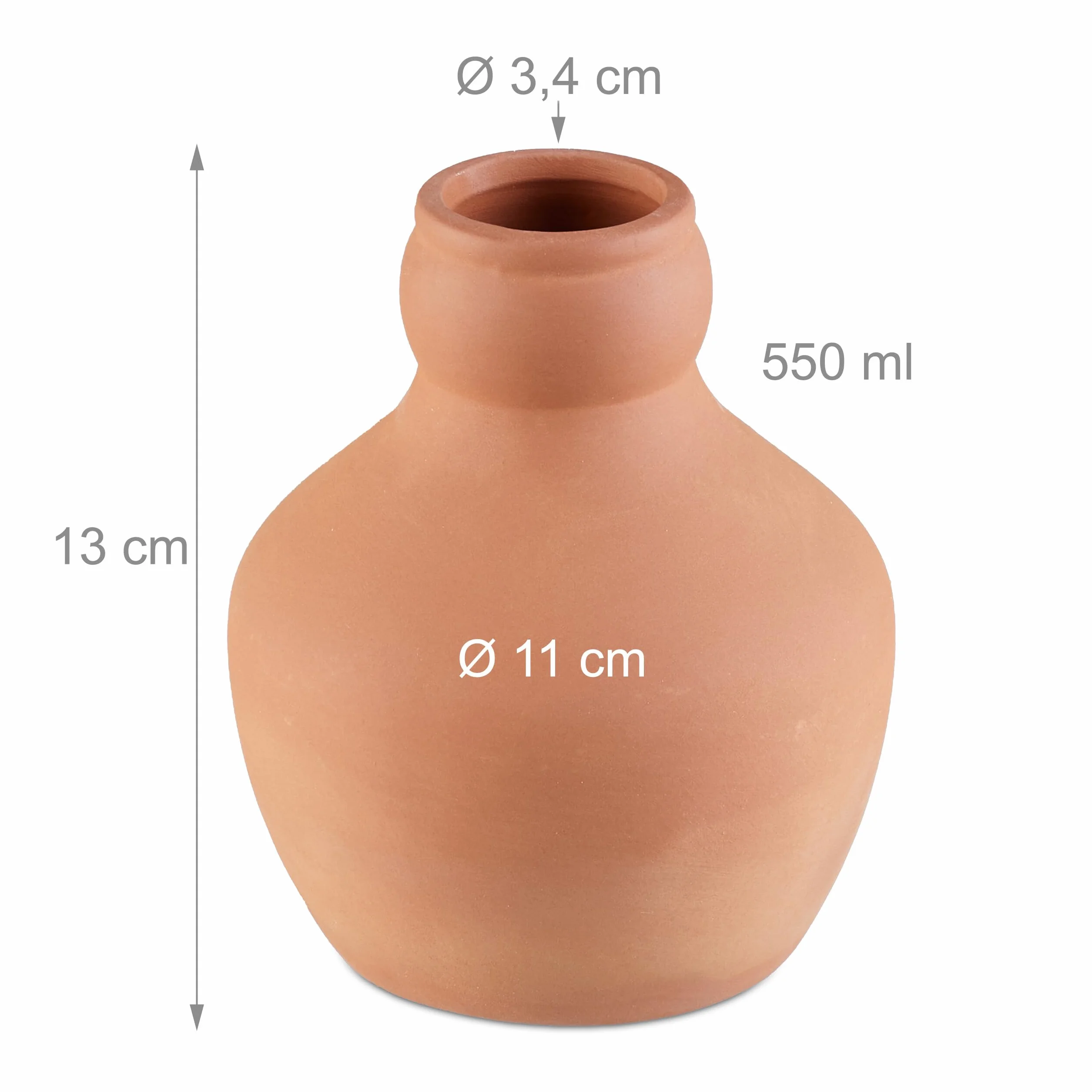 Relaxdays Ollas, zestaw 3 szt., 550 ml, gliniany kolc do nawadniania korzeni, do łóżek i szklarni, palików roślin, terakoty, ceramiki