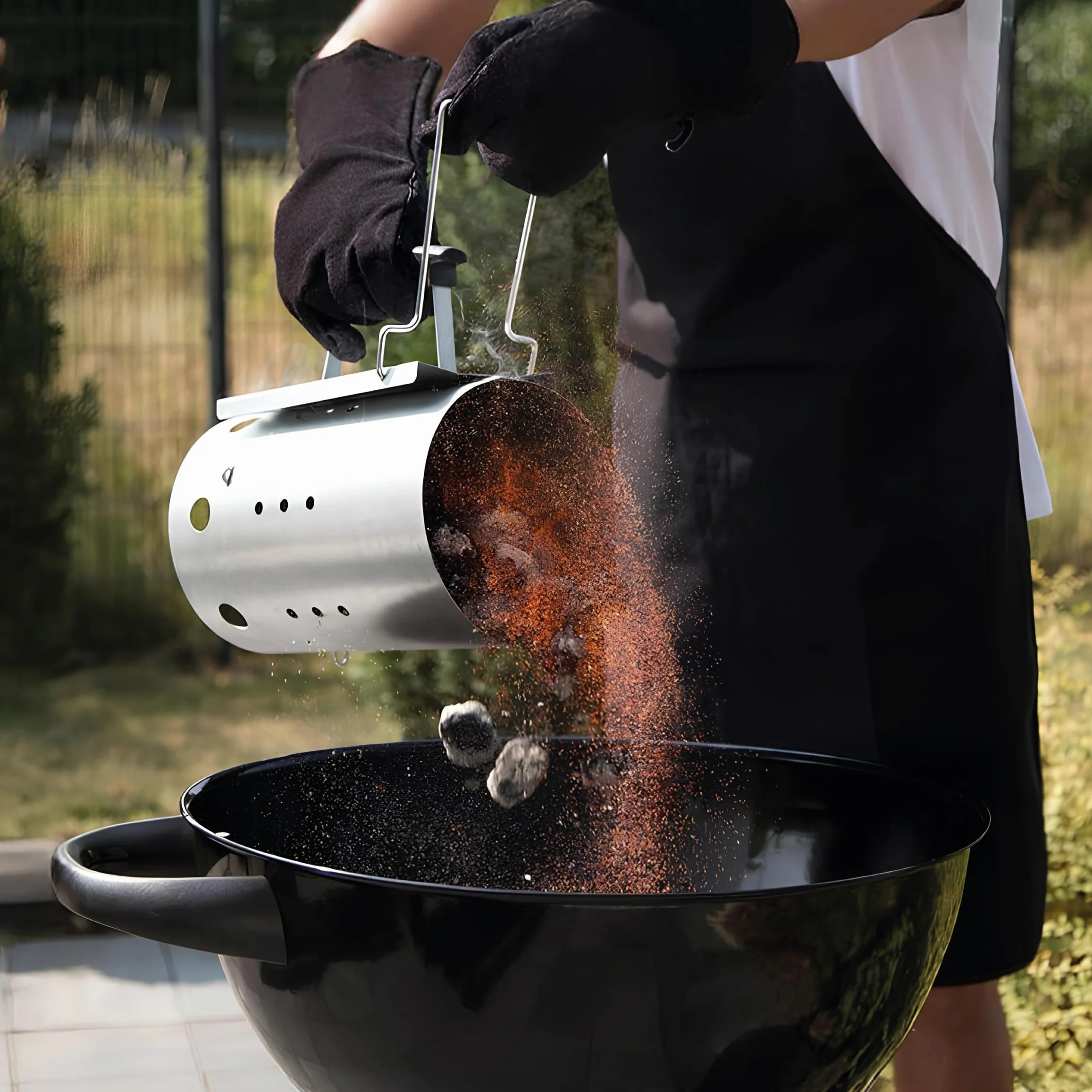 MasterCook zapalnik do grilla z aluminiowym uchwytem bezpieczeństwa zapalić węgiel drzewny grill średnica 19 cm i wysokość 30 Cm, pojemność ponad 1,5 kg