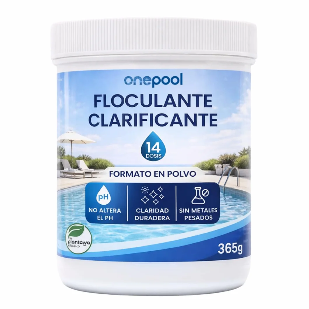 PLANTAWA Flokulant Basen w proszku 10 Tygodni Eliminator zmętnienia dla małych basenów i hydromasażu. Klarujący dla czystej wody. Naturalny produkt wegański bezpieczny dla całej rodziny.