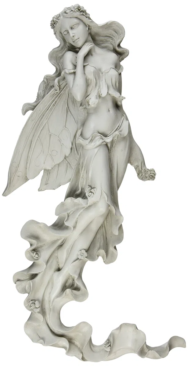 Design Toscano EU5604 Brianna Letnia Bryza Wróżka Rzeźba ścienna, 28 cm szerokości, 7 cm głębokości, 56 cm wysokości, antyczne wykończenie kamienia