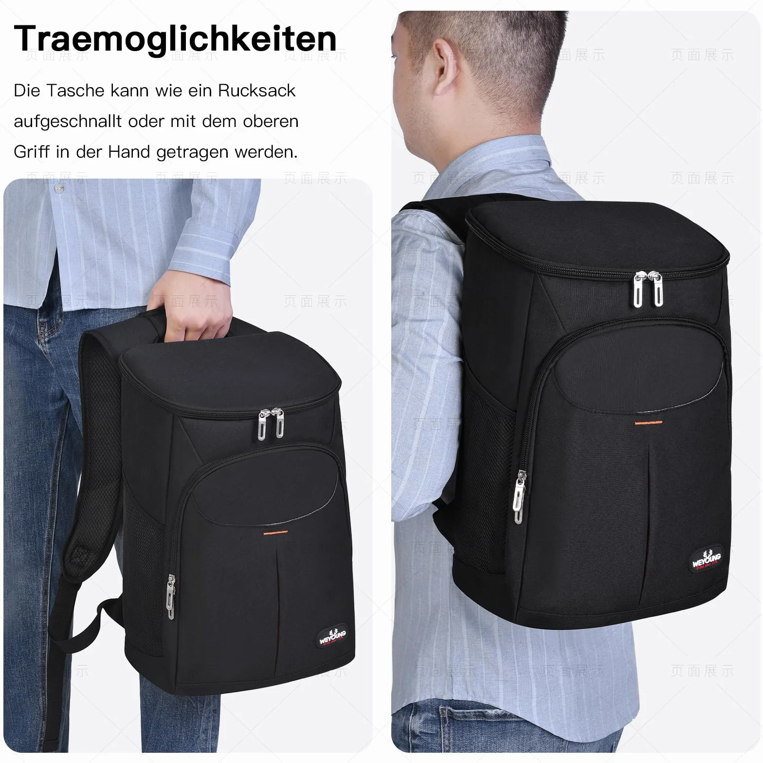 Plecak chłodzący 25 l, torba chłodząca, torba piknikowa, duża, izolowana, torba chłodząca, na piknik, BBQ, kemping, wycieczki, zakupy, kolor szary