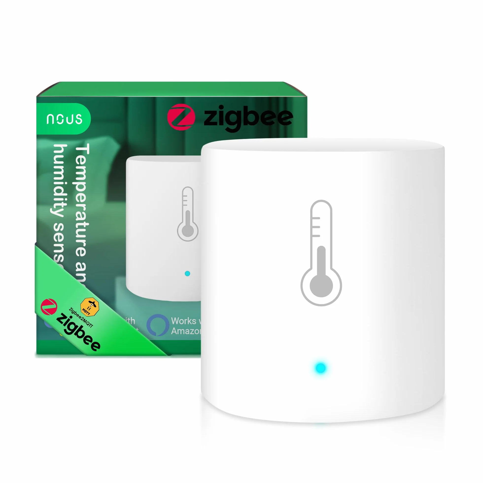 Nous E5 Czujnik temperatury termometr Alexa ZigBee, inteligentny termometr higrometr, czujnik temperatury Alexa inteligentny termometr domowy, TUYA smart life ZigBee2MQTT