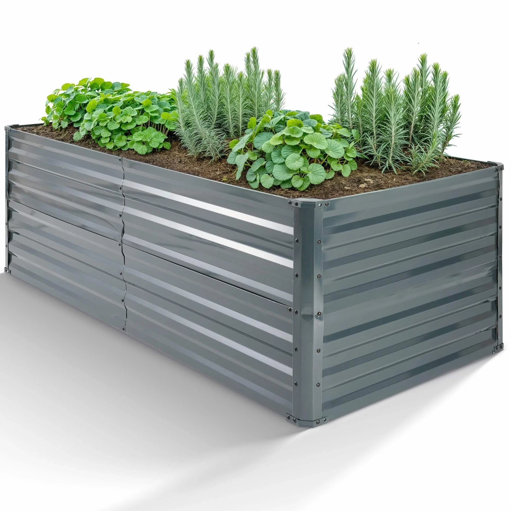 Arebos Metalowe łóżko ogrodowe 240x90x45 cm | łóżko ogrodowe ze stali ocynkowanej | odporne na warunki atmosferyczne i rdzę łóżko do sadzenia | prostokątne łóżko warzywne do ogrodu i patio