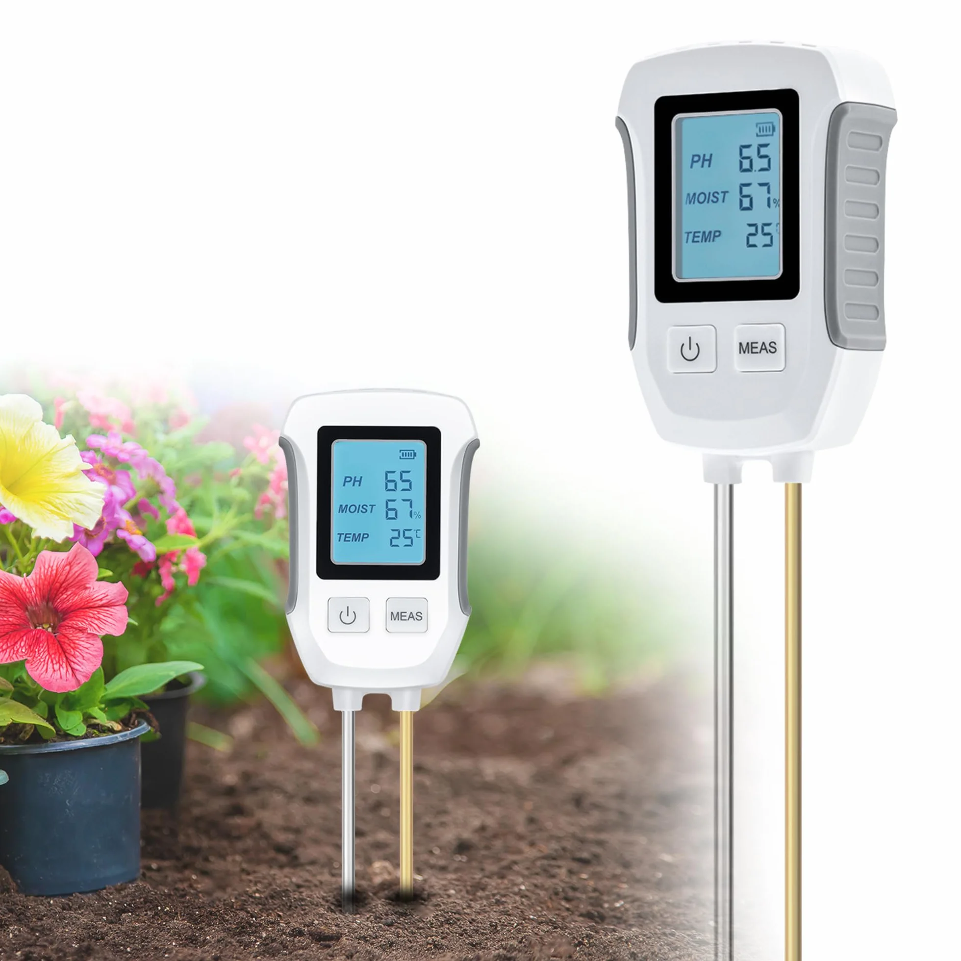 Wigearss 3 w 1 Miernik Gleby, Cyfrowy Tester pH, Tester Wilgotności i Światła z Podświetlanym Wyświetlaczem LCD do Ogrodnictwa, Rolnictwa, Roślin Outdoor