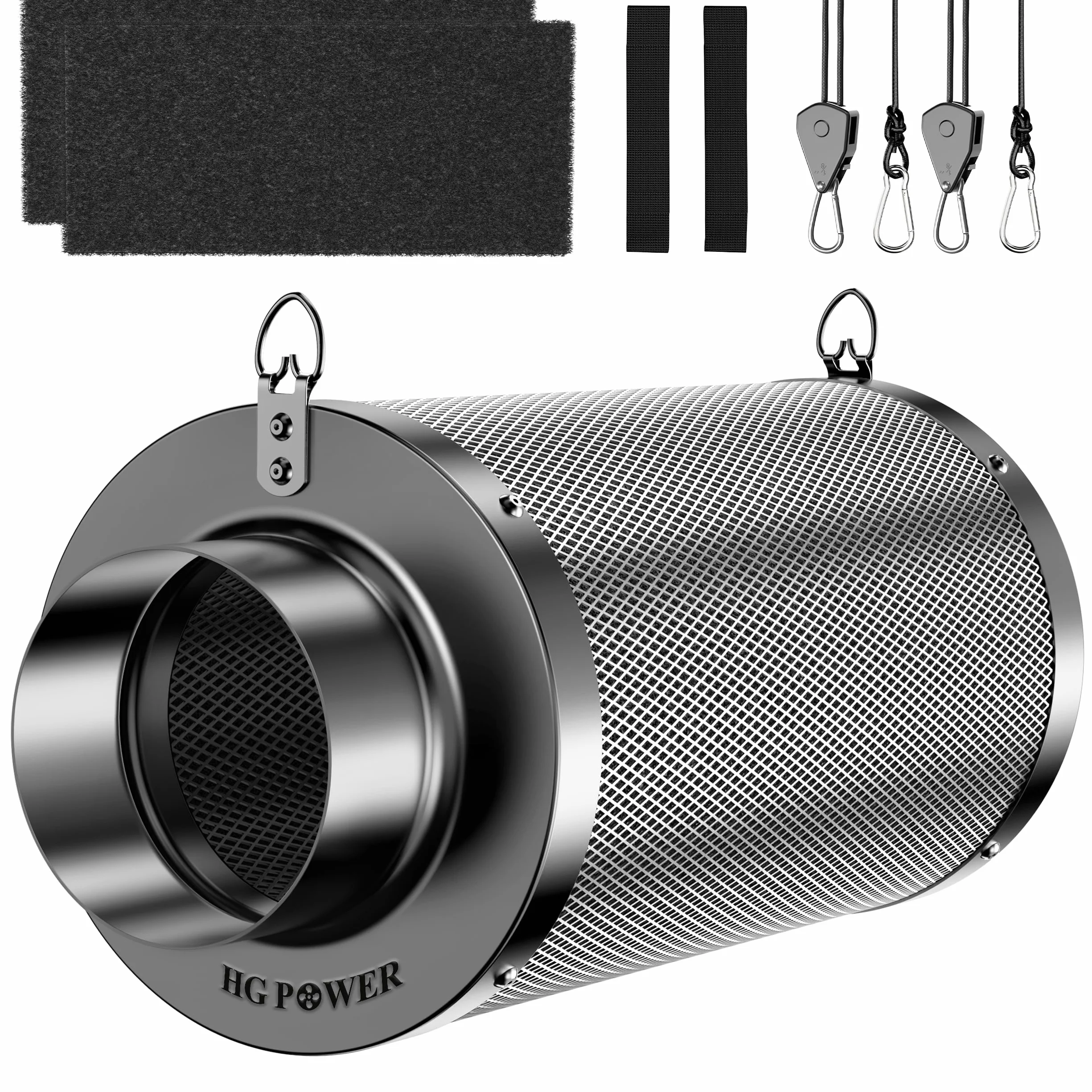 HG Power Filtr z węglem aktywnym 100 mm, długość 300 mm – 38 mm Premium Australijski węgiel aktywny Virgin, kontrola zapachu do namiotów uprawnych, hydroponiki i wentylatora rurowego, w zestawie 2