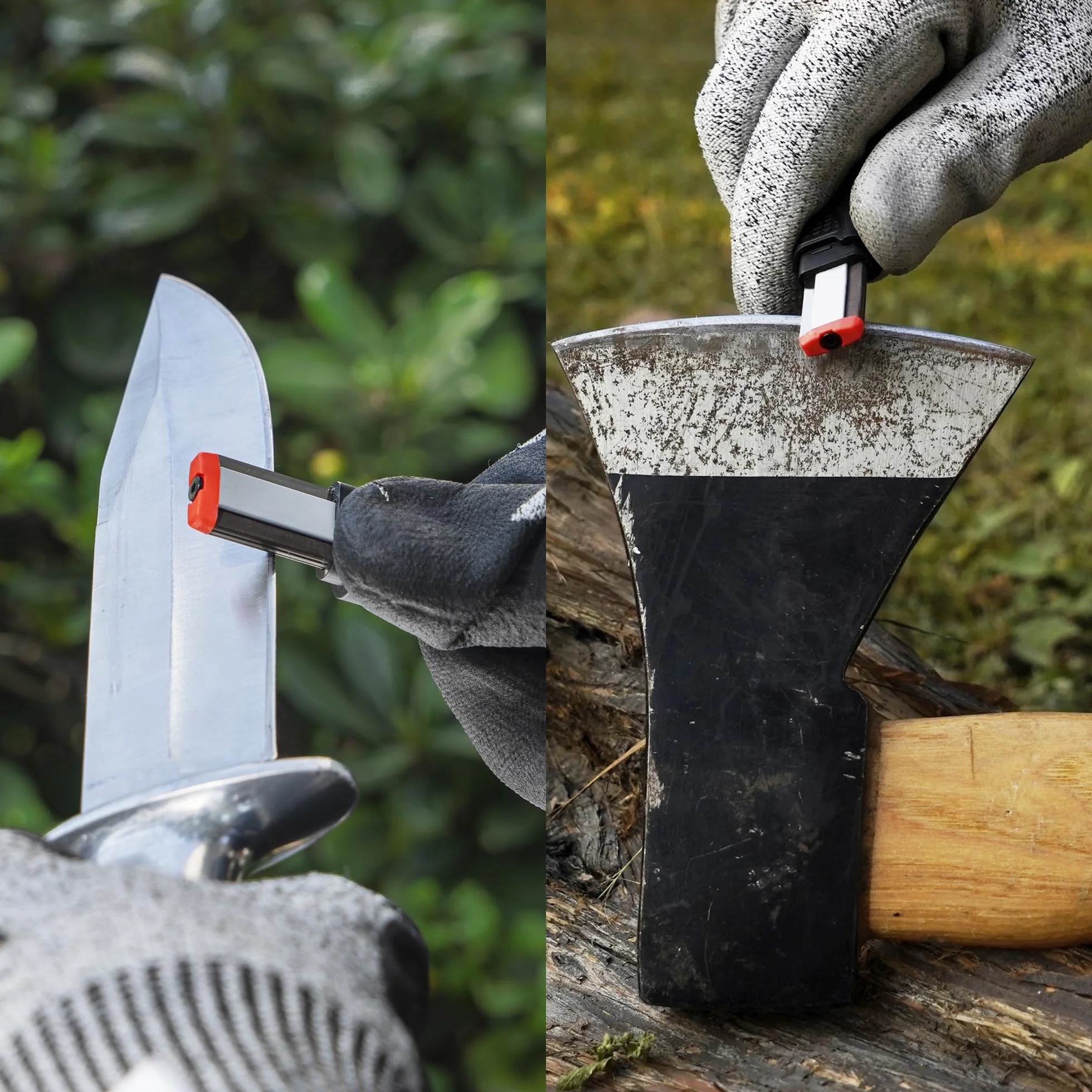 SHARPAL 129N ostrzałka do narzędzi ogrodowych, ostrzałka do noży, nożyczek, siekier, maczet, ostrzy kosiarki (szybka regulacja krawędzi tnącej/usuwanie zadziorów)