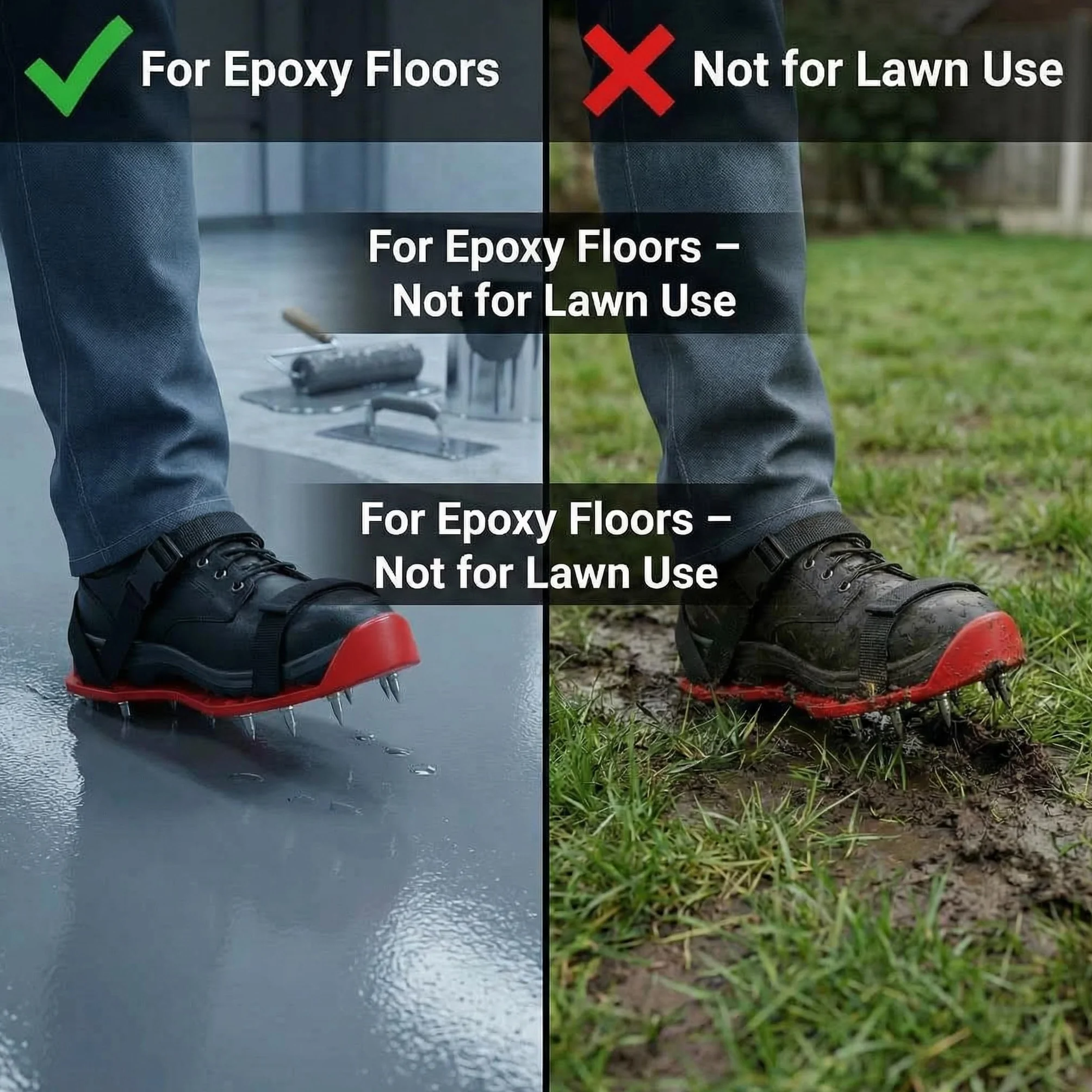 QWORK Buty Gunite z kolcami 2,5 cm do podłóg epoksydowych, zielony (para)