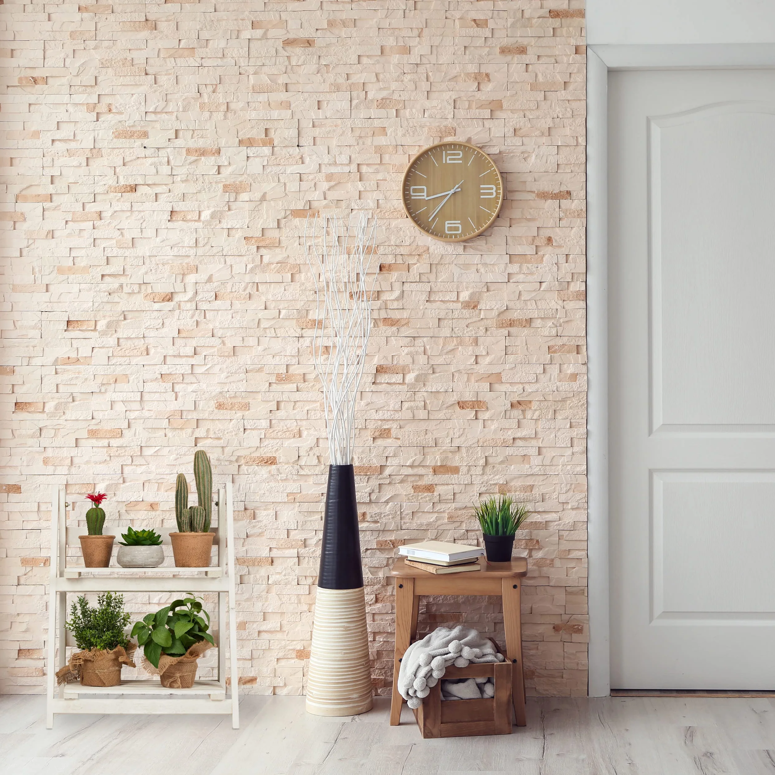 Schody na kwiaty Relaxdays, do wnętrz i na balkon, styl shabby chic, wolnostojące, 3 stopnie, białe