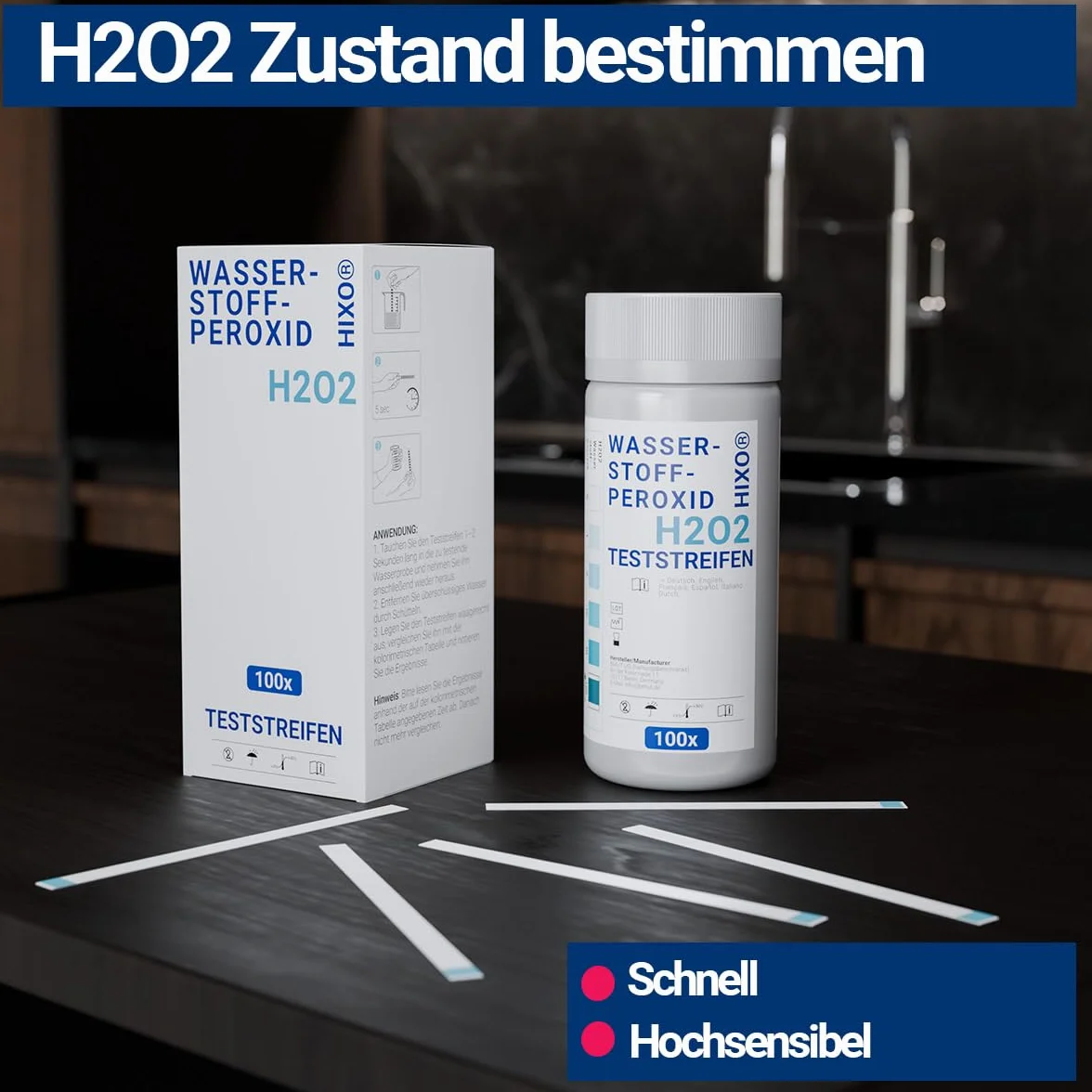 100 x H2O2 paski testowe – test wody na nadtlenek wodoru 0-100 ppm – pomiar stężenia – szybkie i łatwe zastosowanie – w zestawie skala kolorów