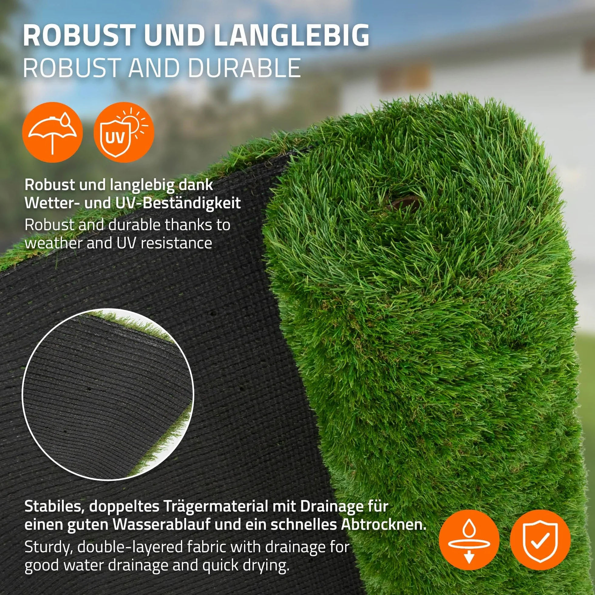 ECD Germany rolka sztucznej trawy 150x100 cm 1,5 m² zielony trawnik sztuczny dywanik trawnikowy na balkon taras ogród wodoprzepuszczalna UV 18 mm odporna na warunki atmosferyczne trwala i estetyczna