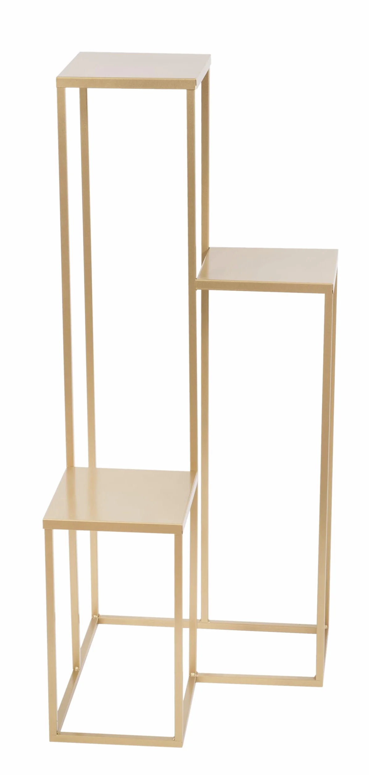 Stojak na rośliny Elle Metal - Kwietnik 3 poziomy - 40x40x95cm - kolor Złoty - do kwiatów w pomieszczeniach - metalowa półka - stolik dekoracyjny - stojak na kwiaty
