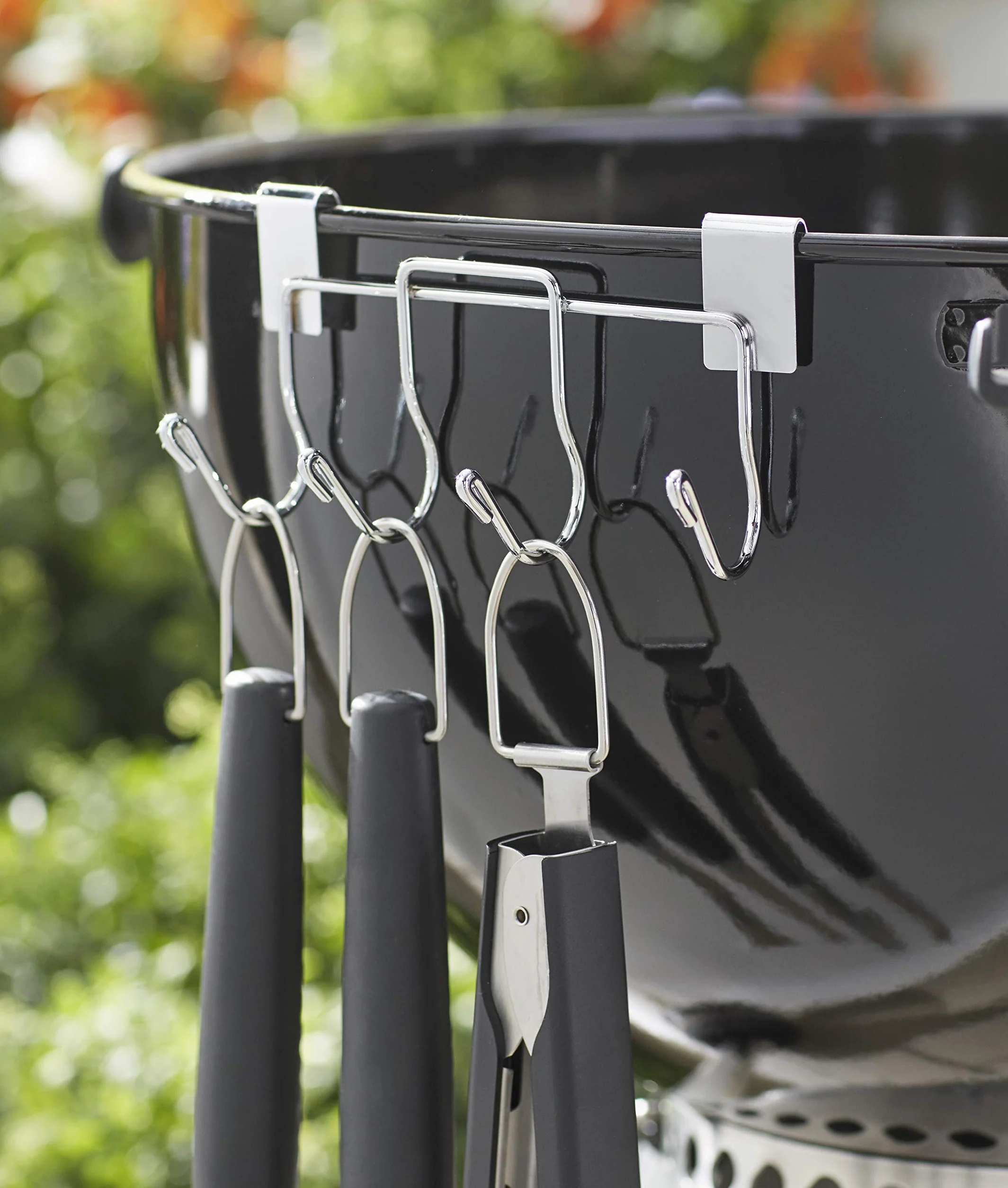 Weber Haczyki na Narzędzia, Pasują do Wszystkich Grilli Węglowych Kettle, 4 Haczyki do Wygodnego Mocowania Narzędzi Grillowych, Srebrny (7401)