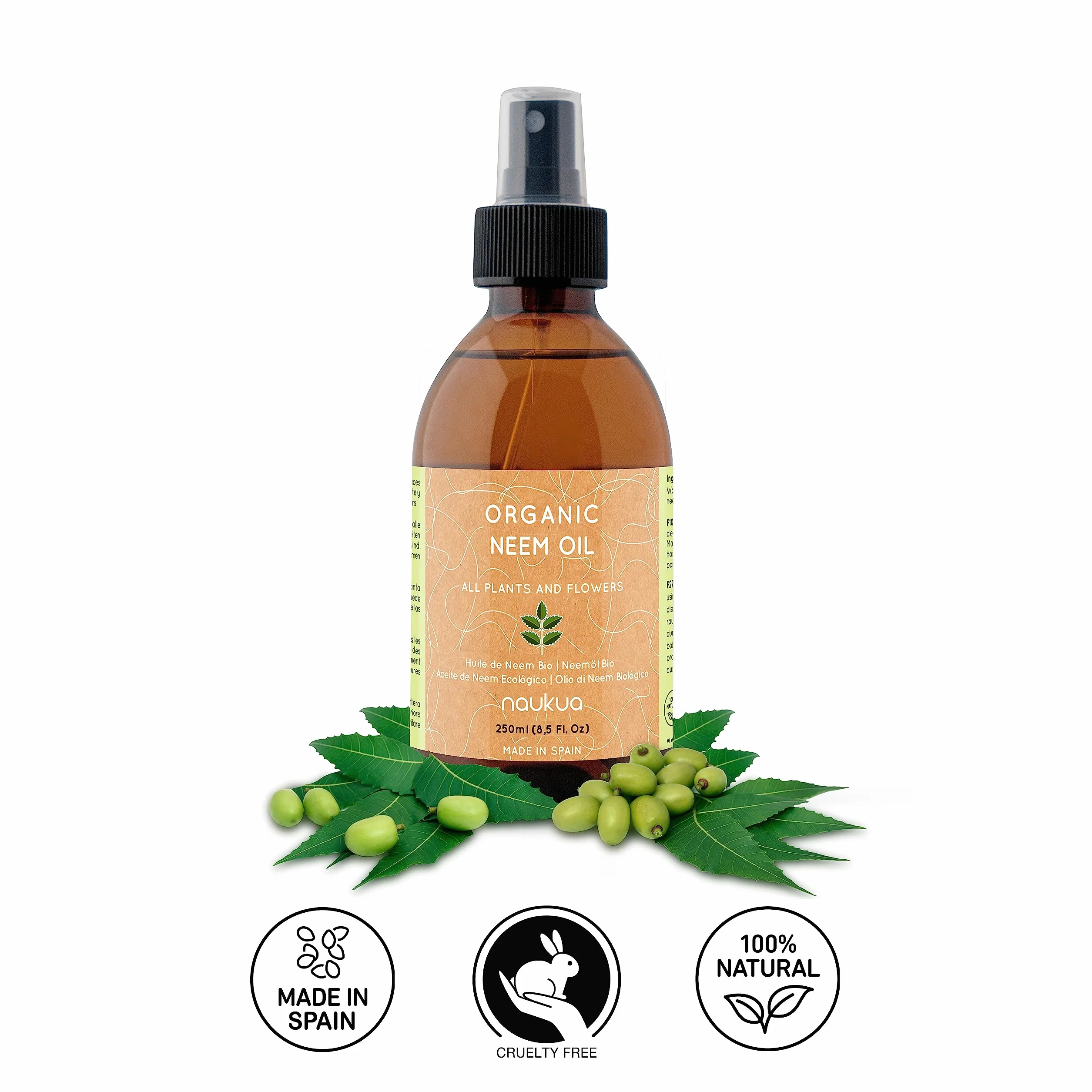 250ml Organiczny Olejek z Miodli Indyjskiej Do Roślin - 100% Naturalny i Nietoksyczny - Ochrona i Obrona Przed Wszystkimi Rodzajami Szkodników, Owadów i Chorób - Rośliny Wewnątrz i Na Zewnątrz - Gotowy Do Użycia Spray.