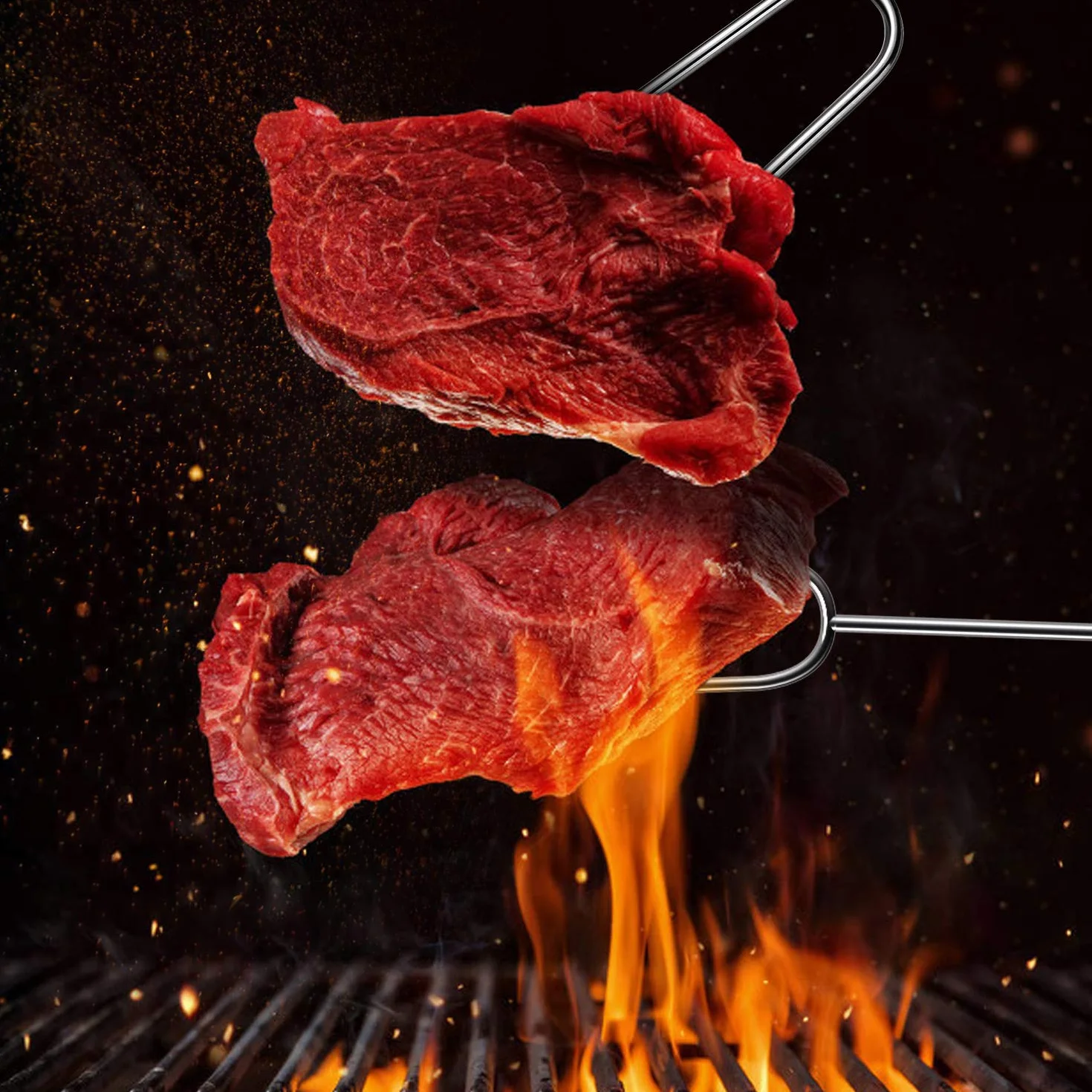 Homealexa Rożen grillowy wysuwany 85 cm widelec do grilla z izolowanymi uchwytami