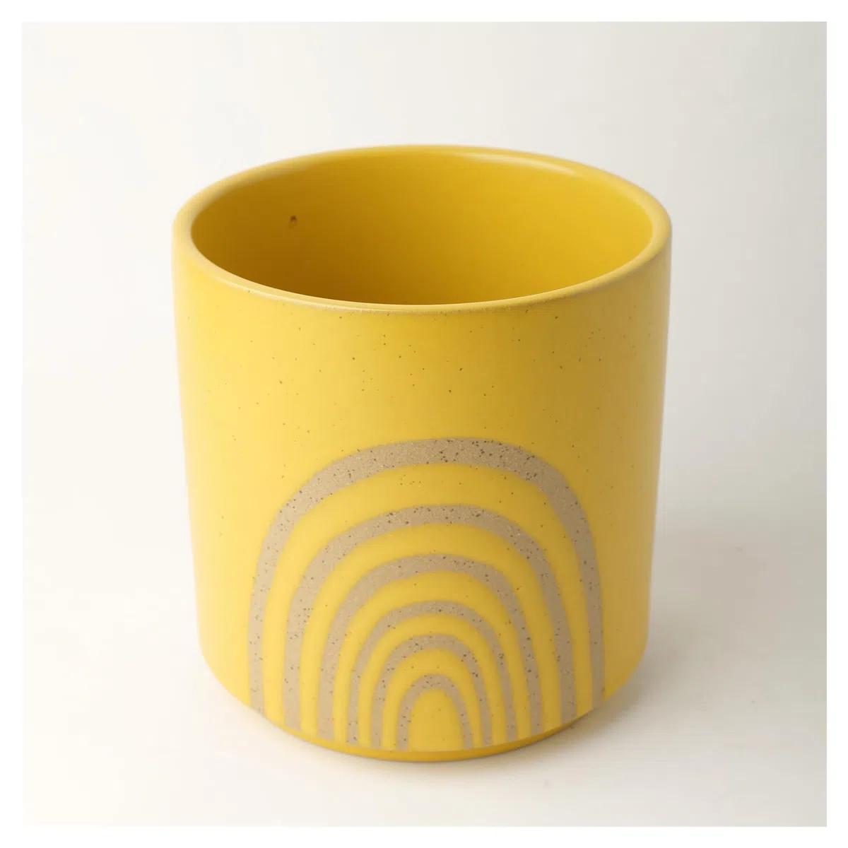 Nowoczesne doniczki ceramiczne, żółte z geometrycznym wzorem, tęczowe donice, dekoracyjne doniczki gardenix