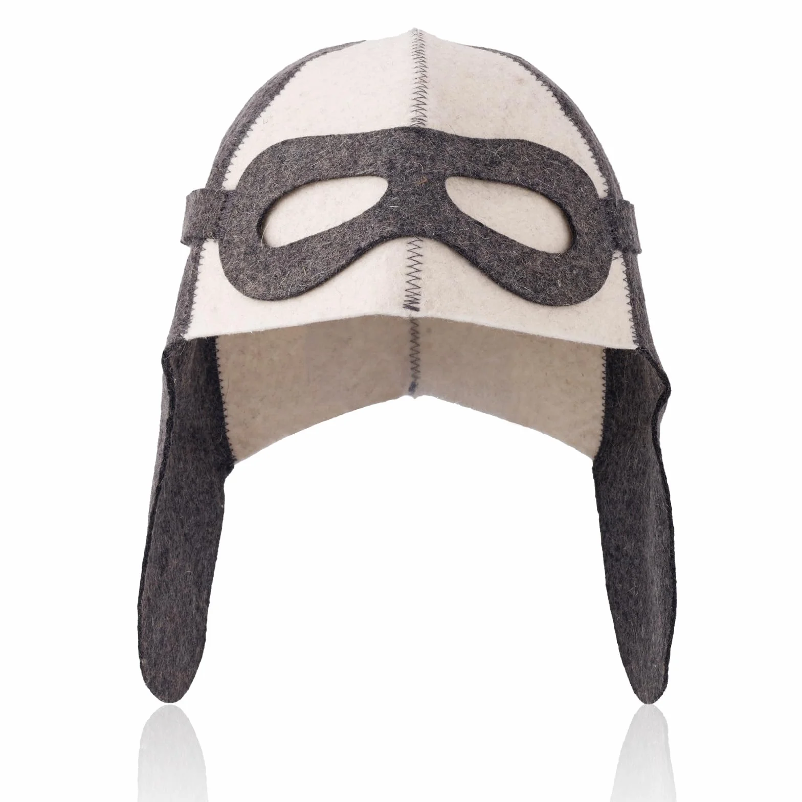 Styl Aviator Wełniany Kapelusz do Sauny dla Mężczyzn i Kobiet, Unisex Rosyjski Czepek Sauny Banya Rozmiar Uniwersalny Akcesoria Sauny Prezenty do Łaźni Parowej Ochrona Włosów (Biały i Szary)