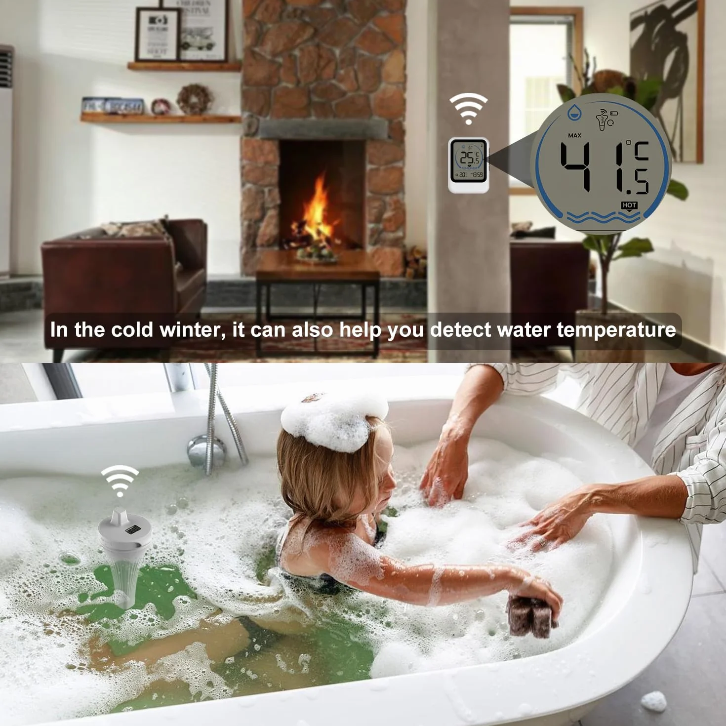 Bezprzewodowy termometr basenowy IP68 pływający czujnik temperatury wody z LCD zasięg 50 m