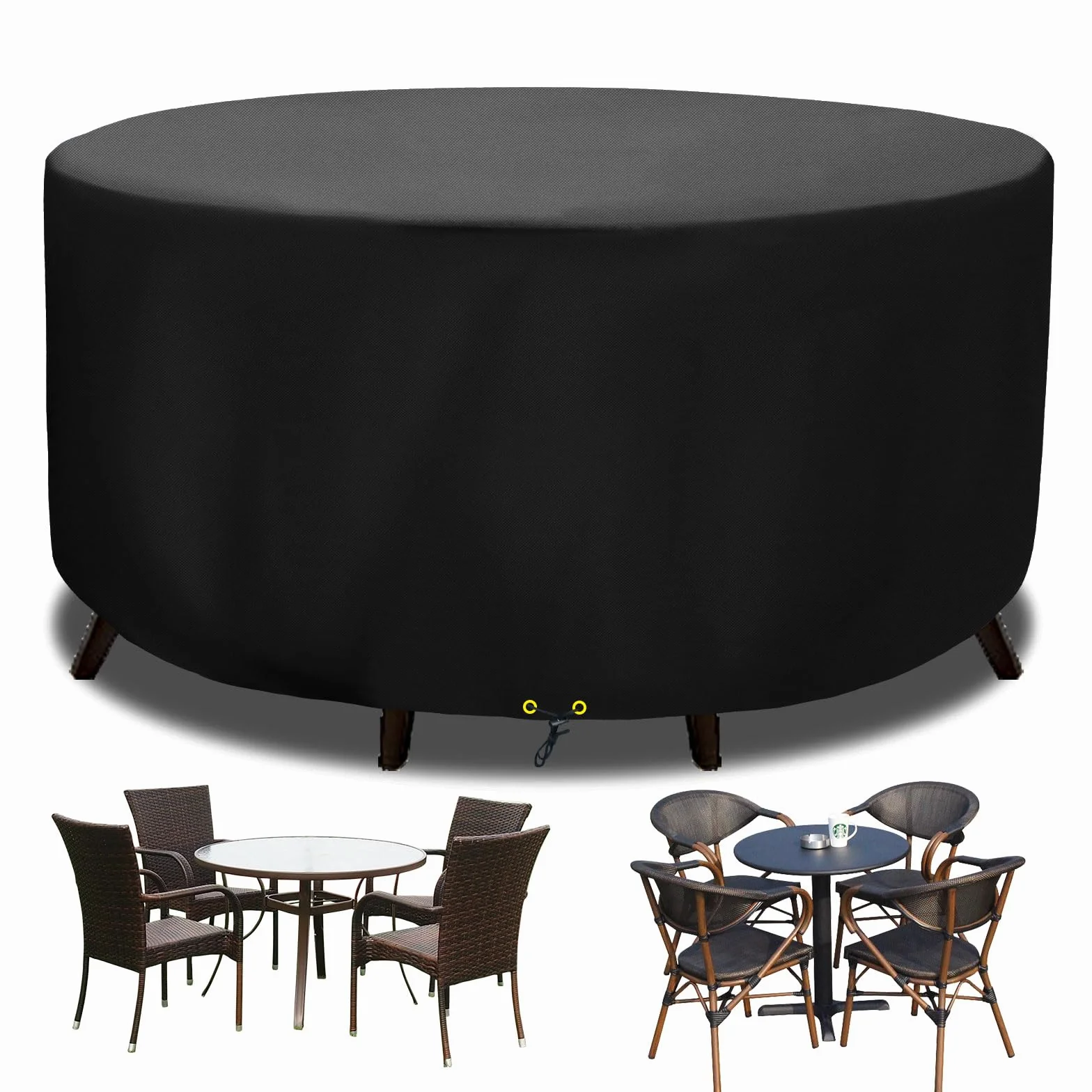 Zestaw mebli ogrodowych - wodoodporny, duży okrągły obrus, 420D Oxford Outdoor Patio Set Cover, wiatroszczelny, anty-UV, Ø 230 x 90 cm