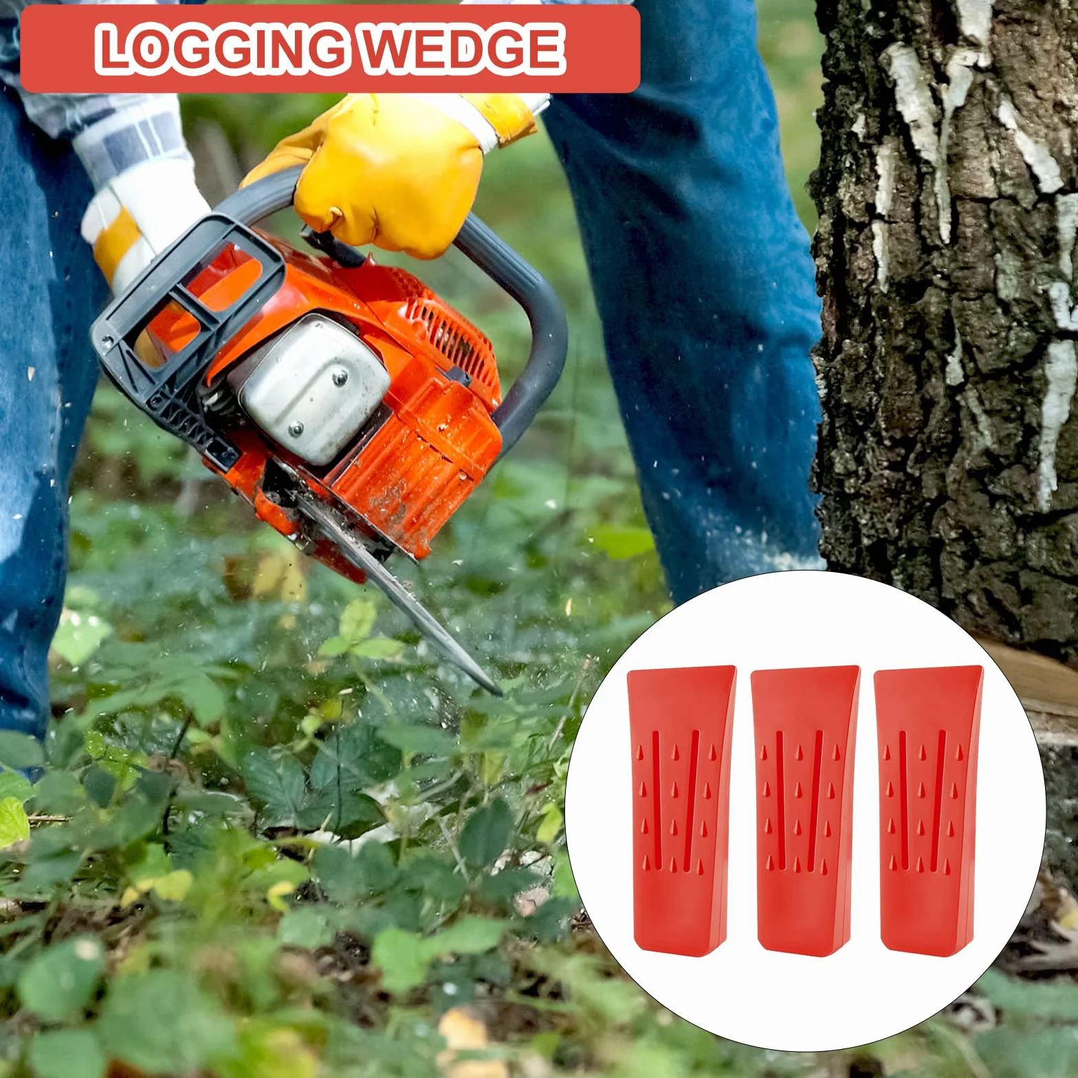 HENGBIRD Zestaw klinów do cięcia z tworzywa sztucznego, tworzywo sztuczne ABS, kliny do cięcia drzew, tworzywo sztuczne, klin do kontrolowanego ścinania drzew (3 sztuki)
