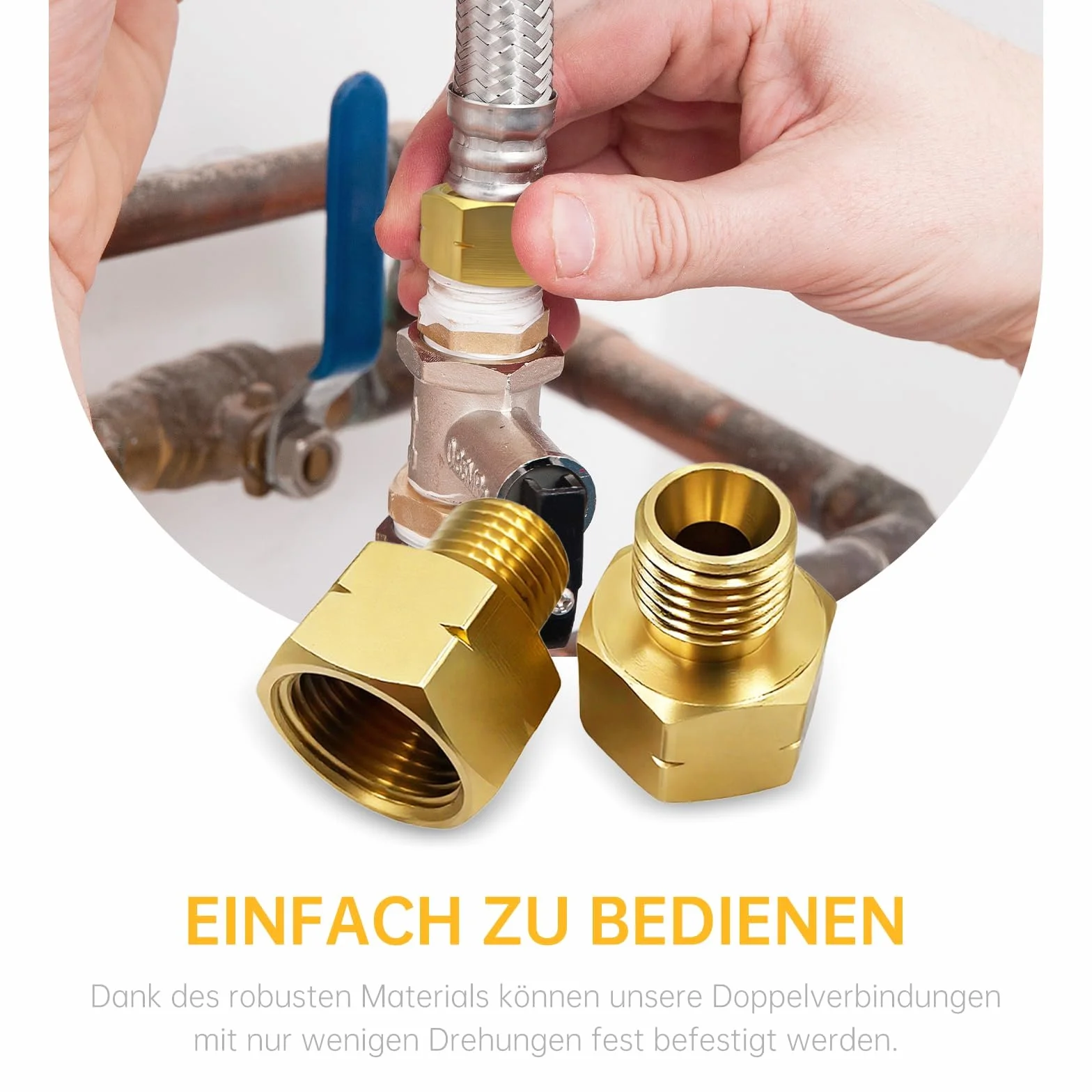 2elementy mosiężny regulator gazu, adapter gazowy, złącze gazowe - do kuchenki gazowej, kuchenki kempingowej z 2 pierścieniami uszczelniającymi (1/4" AG LKS x IG3/8" LKS)