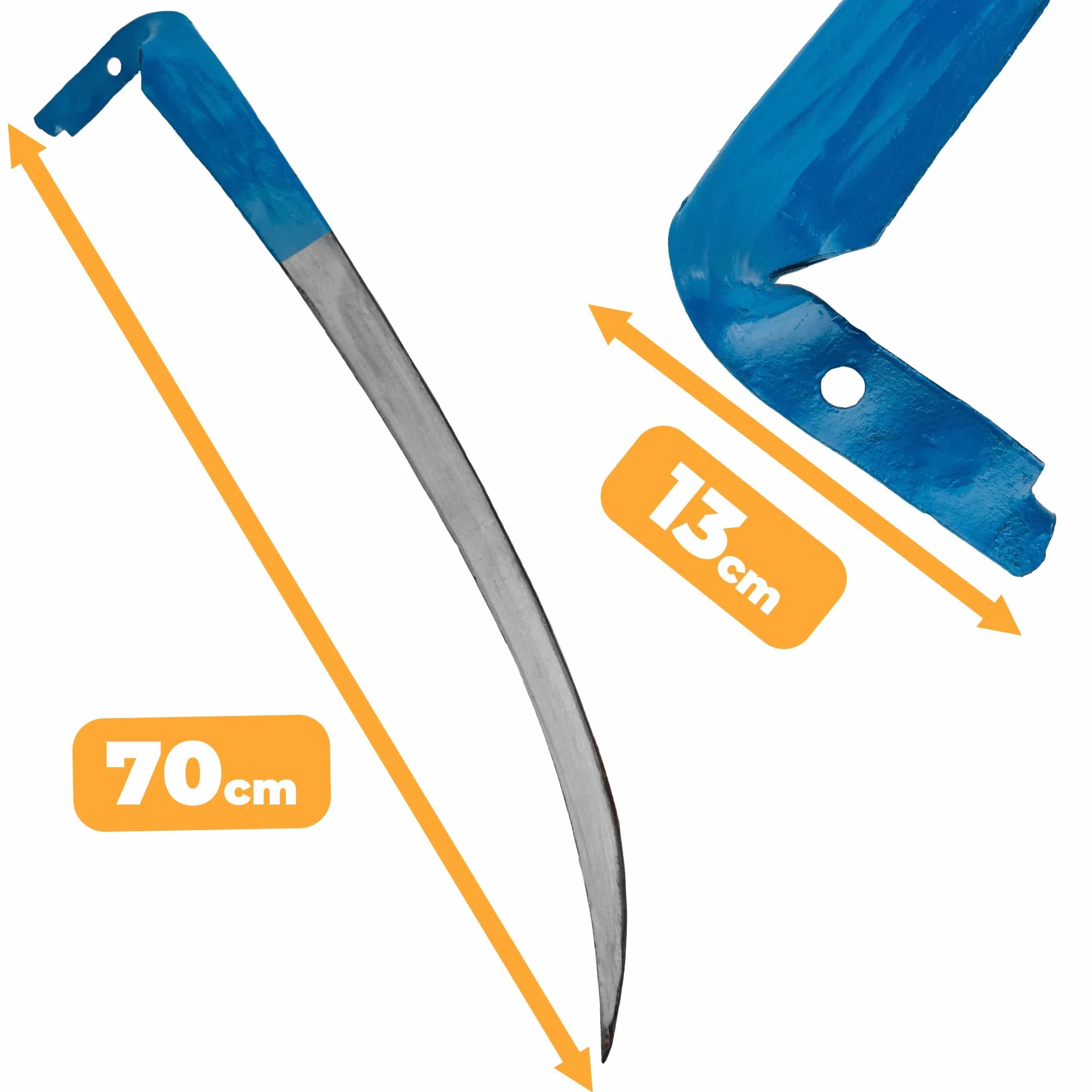 Kosa Ręczna Do Trawy 70 cm Ostrzona Metalowa Kosa Wyprofilowana Solidna i Lekka Stalowa Sierp Ogrodowy