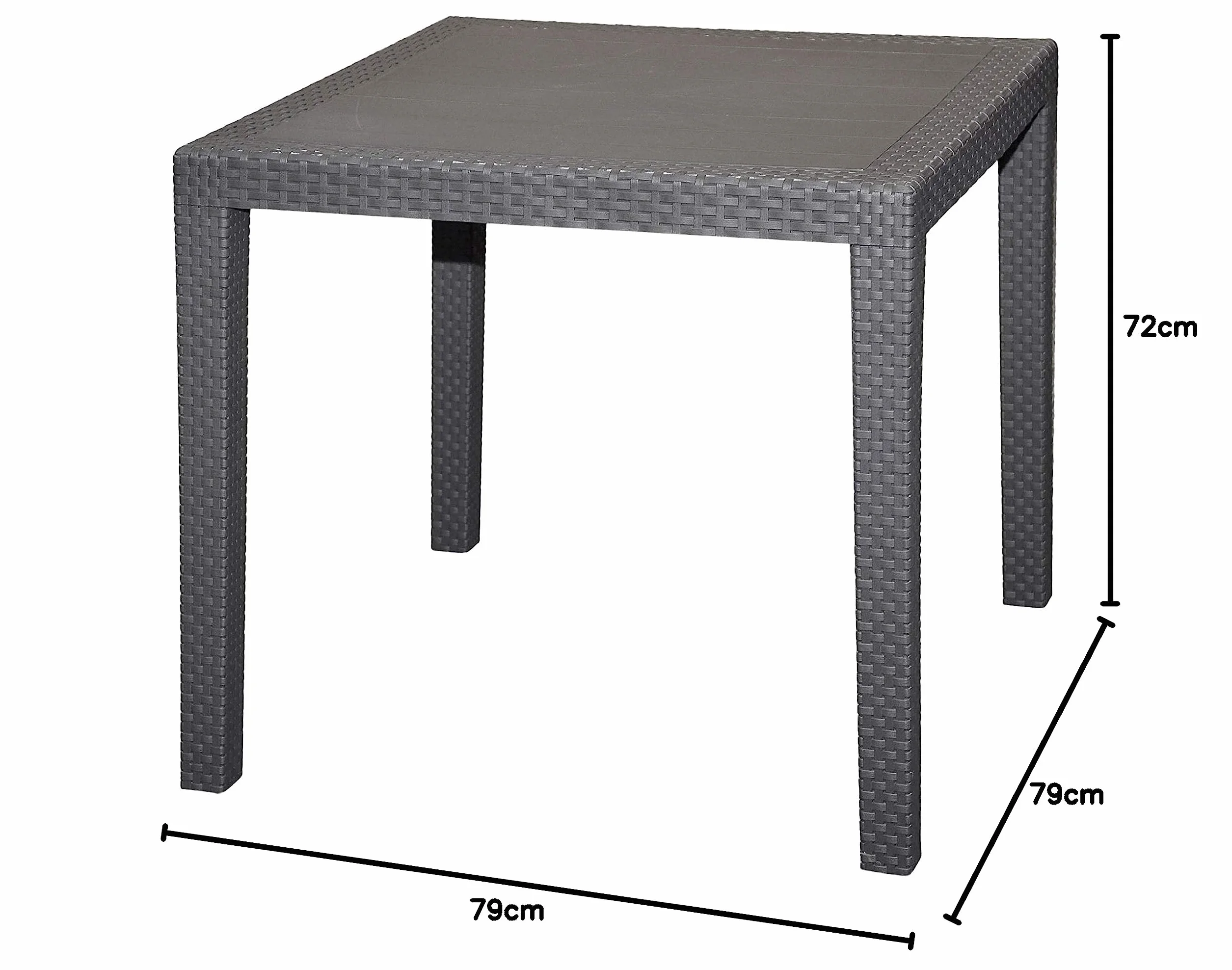 Spetebo Stół ogrodowy z rattanu w kolorze antracytowym – 79 x 79 x 72 cm – tworzywo sztuczne stół ogrodowy stół balkonowy stół rattanowy