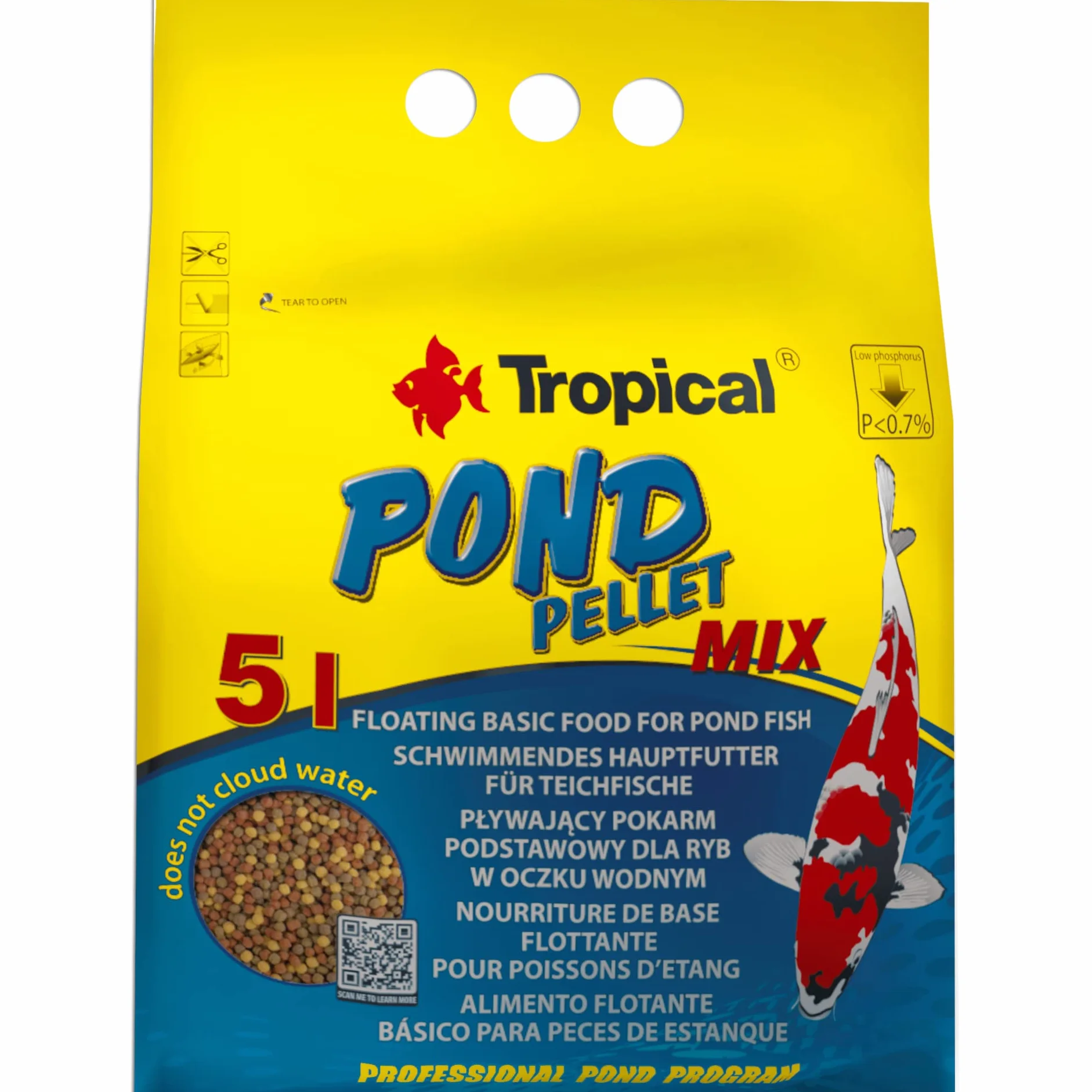 Pływający pokarm podstawowy dla ryb w oczku wodnym POND PELLET MIX 5L / 650g worek
