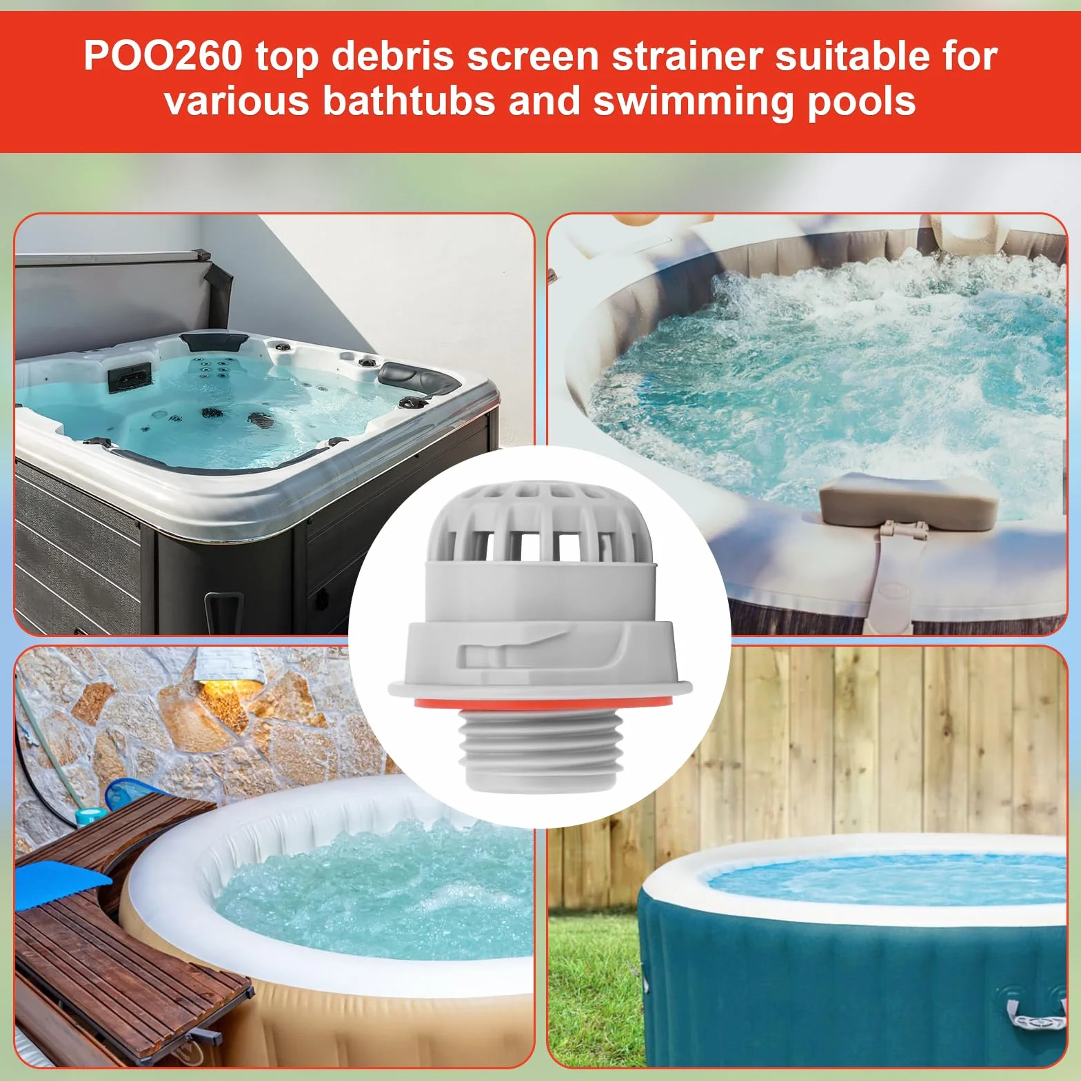 Wymiana Górnego Ekranu Przeciwodpadowego dla Saluspa, P00260 Dozownik Chloru Chemicznego do Jacuzzi Basenowego z Uszczelką Kompatybilny z Akcesoriami Coleman, Lay-Z-Spa