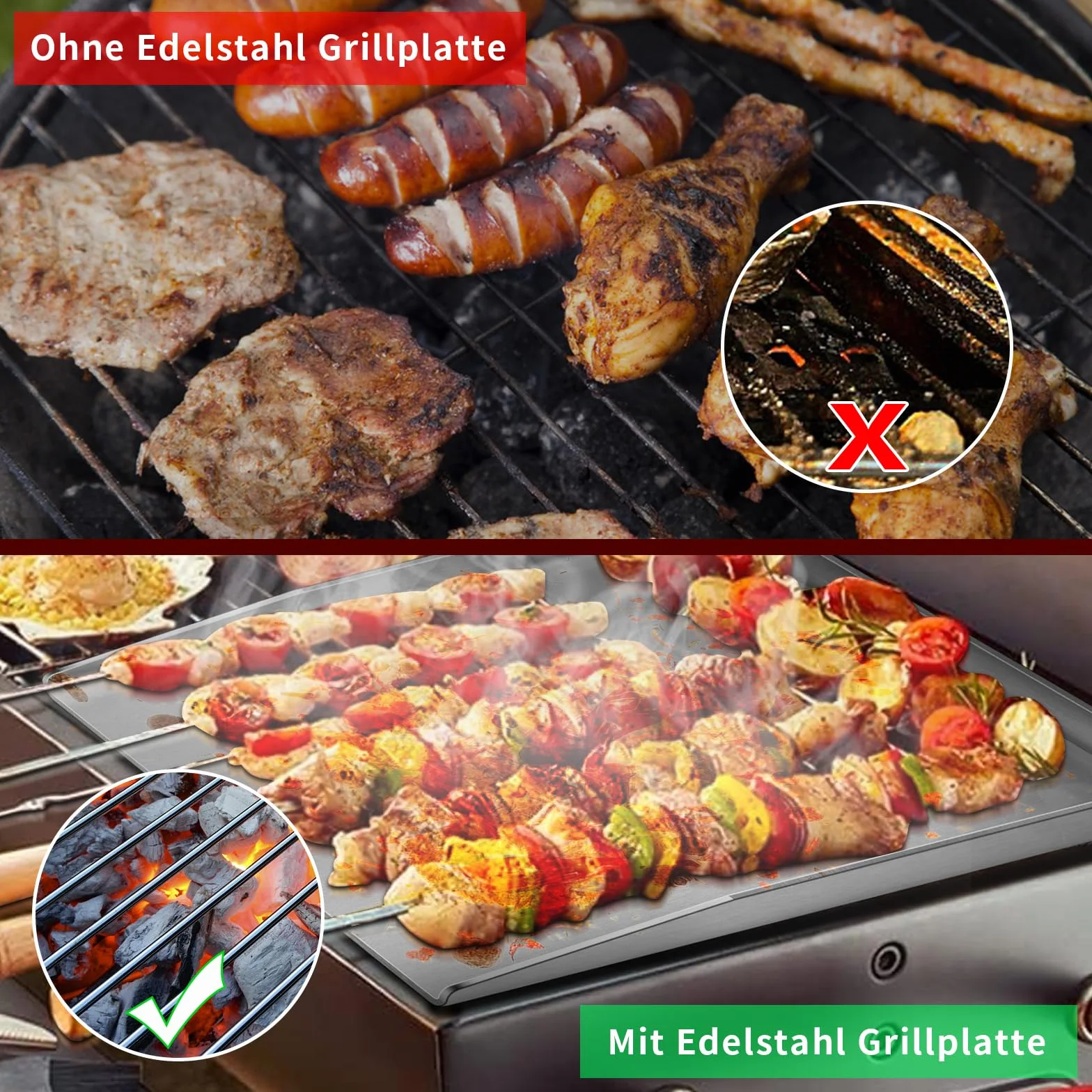 Patelnia grillowa Plancha ze stali nierdzewnej 37 x 26 cm
