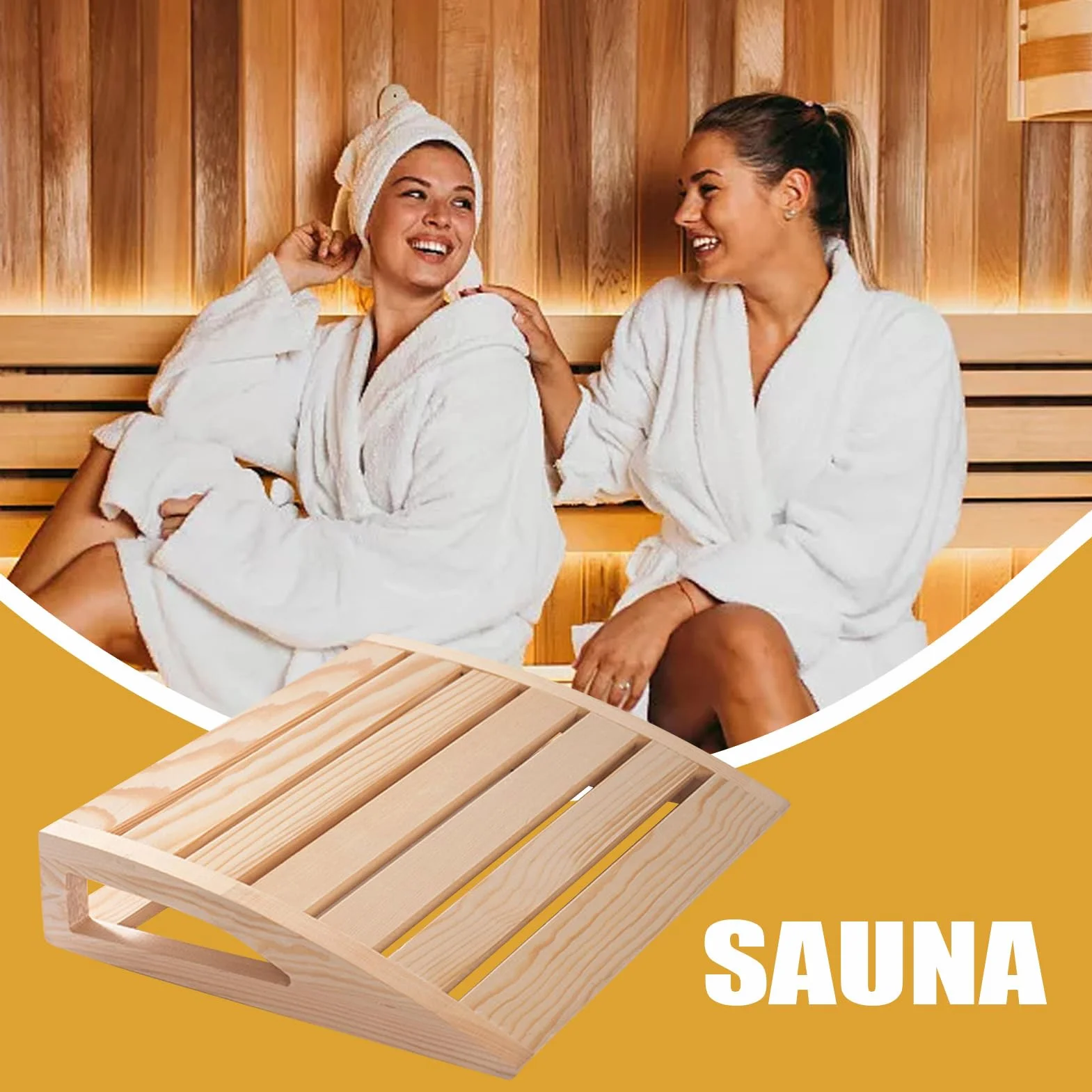 Drewniany zagłówek do sauny, ręcznie wykonana poduszka pod szyję, ergonomiczne wsparcie relaksacyjne, kompaktowe akcesorium do spa w łaźni parowej, idealna dla nastolatków, młodzieży, chłopców