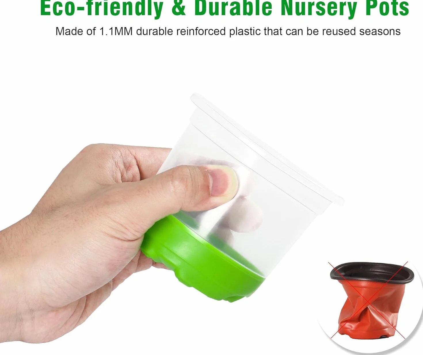 MIXC Doniczki do uprawy, 12 sztuk, 10 cm, przezroczyste, z silikonową podstawką, wielokrotnego użytku, doniczki z tworzywa sztucznego, na rośliny, kwiaty, warzywa, zielone
