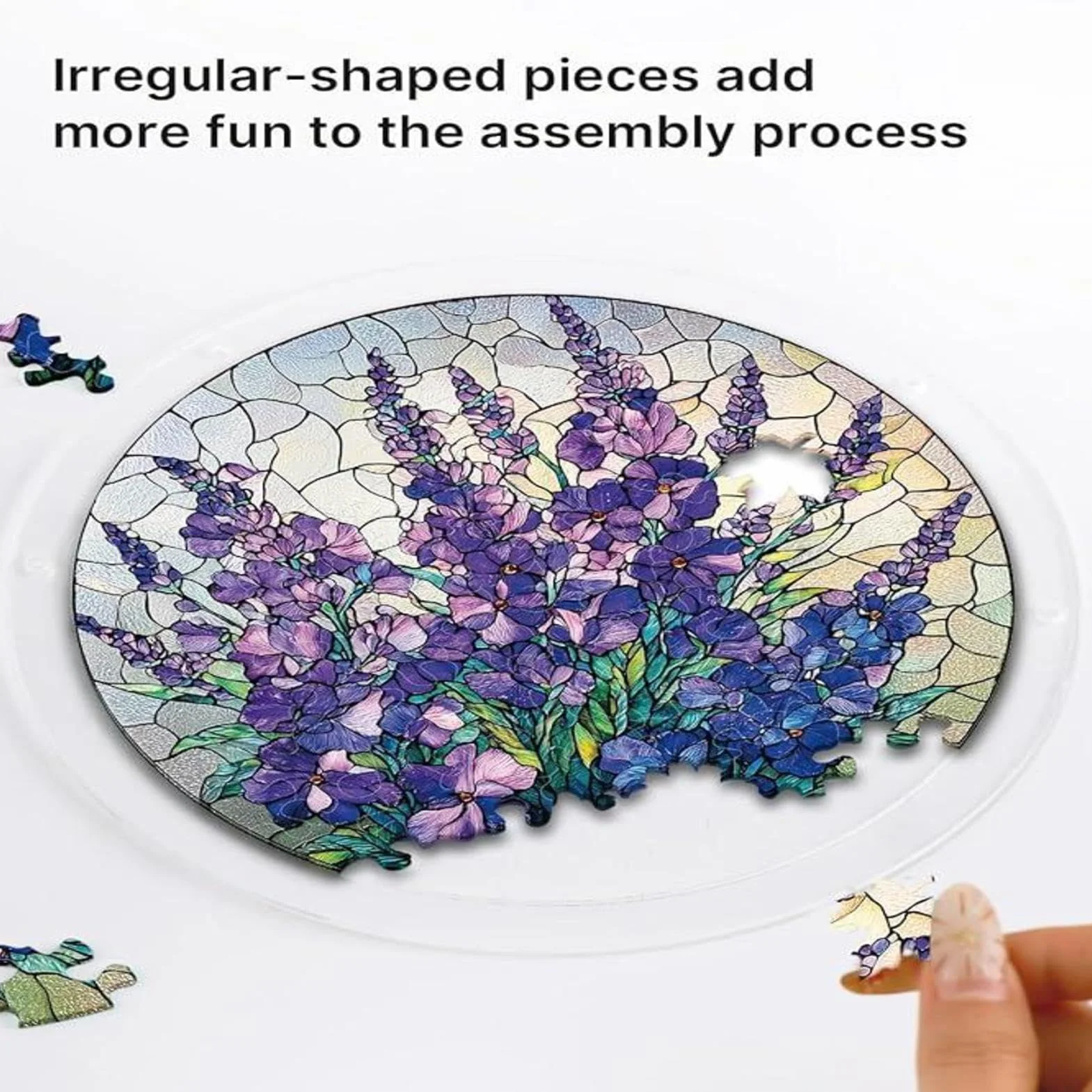Akrylowe puzzle łapacz słońca, fioletowy ogród, łaska, łapacze słońca, puzzle, do samodzielnego wykonania, do drzwi, ogrodu, na Dzień , Boże Narodzenie, prezent urodzinowy dla kobiet, mężczyzn