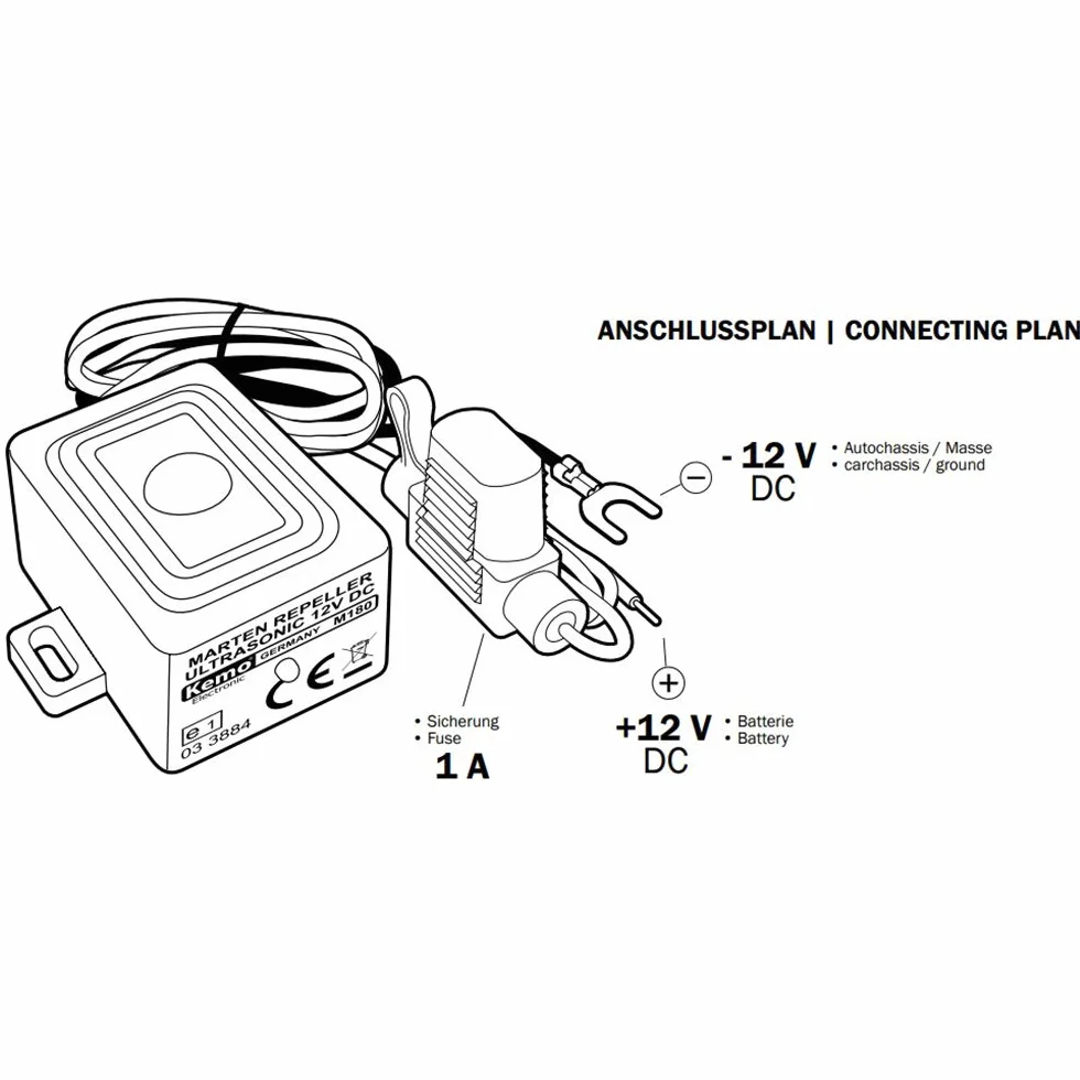 Kemo Ip 65 Odstraszacz Kun, Czarny/Czerwony, 11 – 15 V/DC